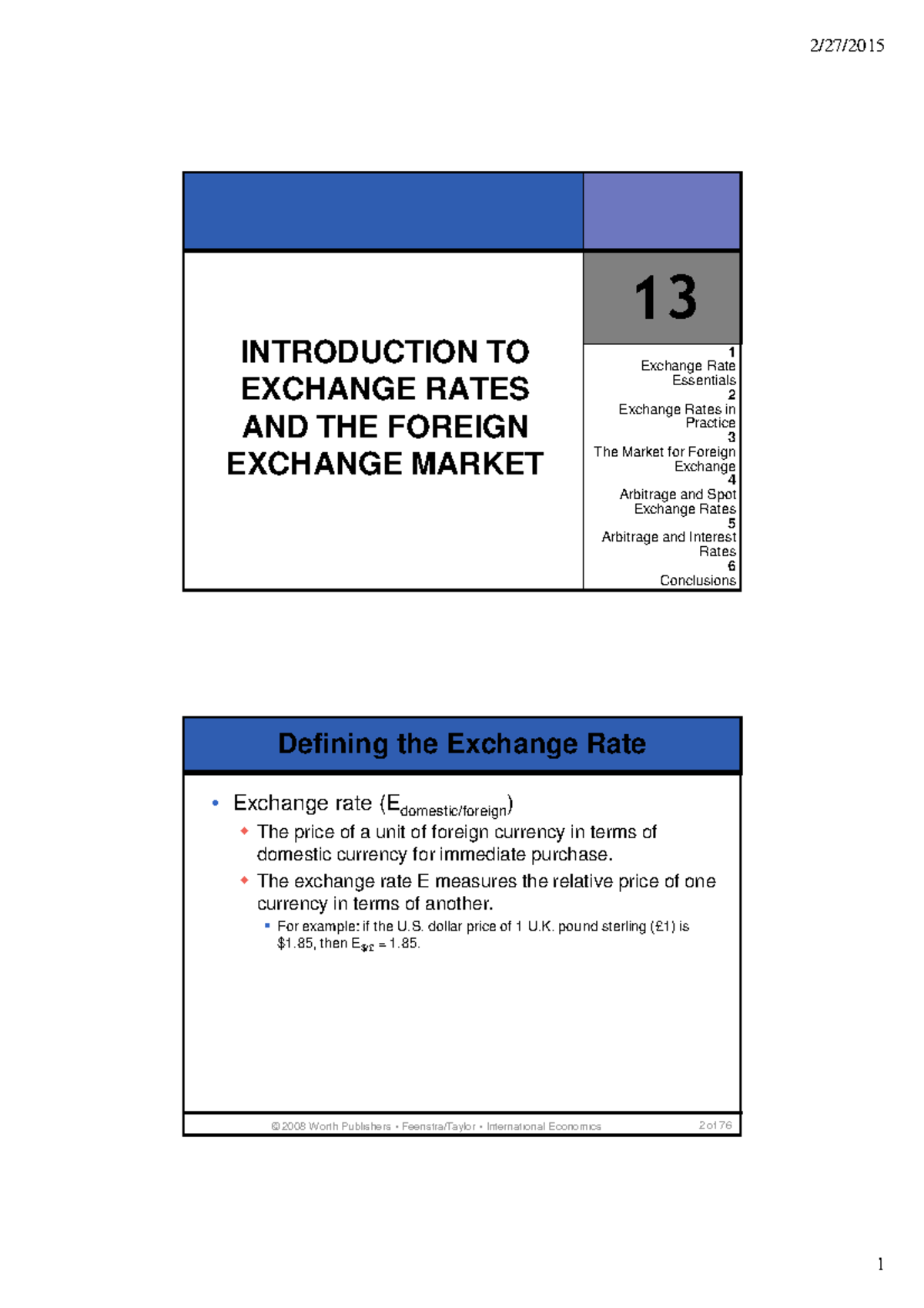 Chapter 10: Introduction to Exchange Rates & Forex Market (INTL 101 ...
