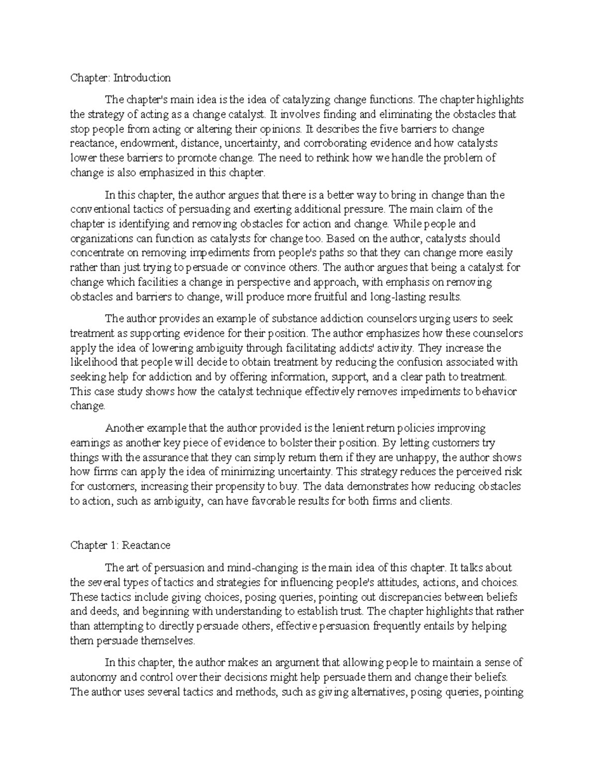 SOM 101: Chapter Summaries & Key Concepts for Change Catalysts - Studocu