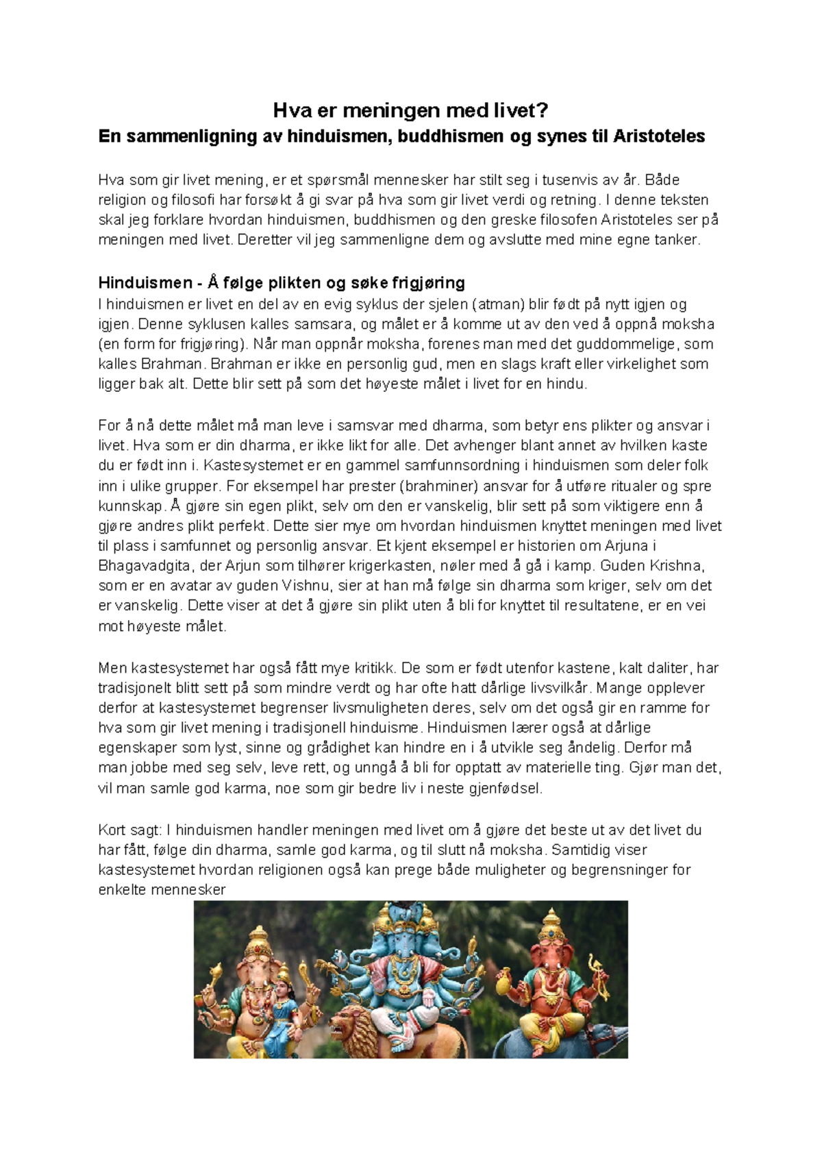 HVA 2023: Meningen med livet - En sammenligning av religioner og ...