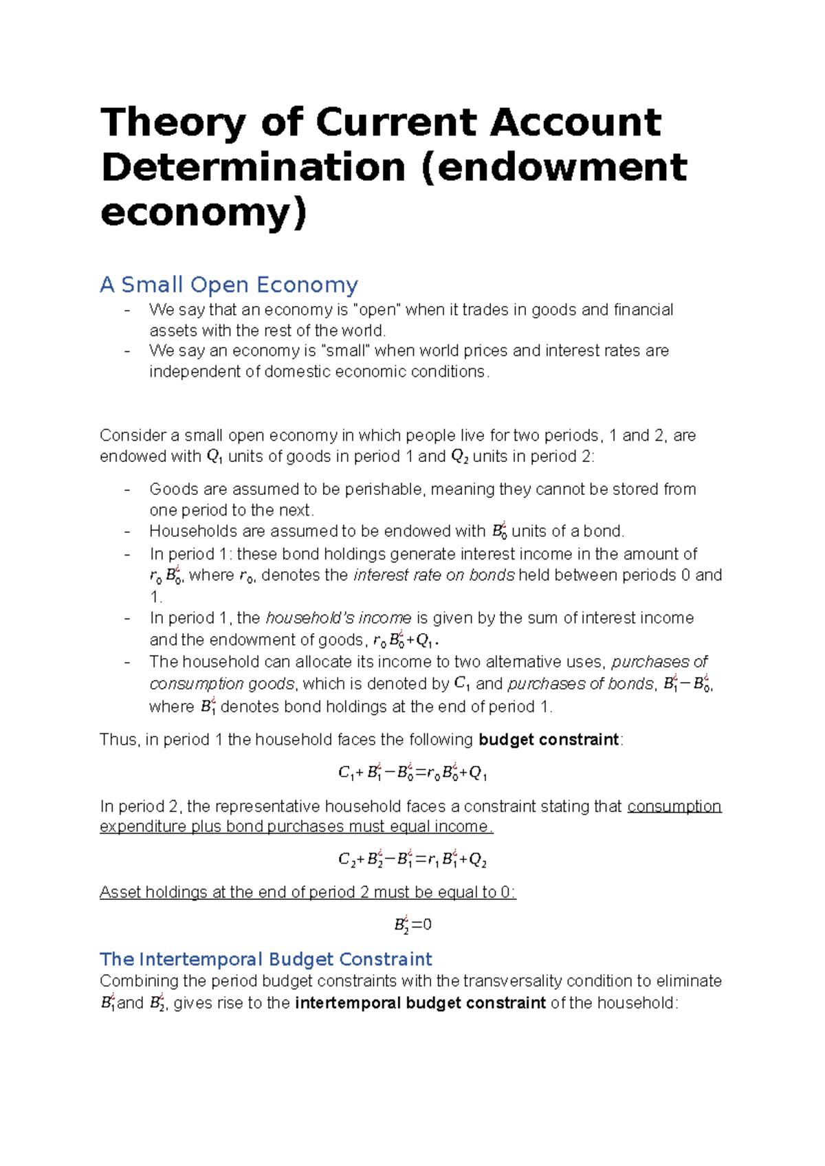 Theory of current Account determination (endowment) - Theory of Current ...