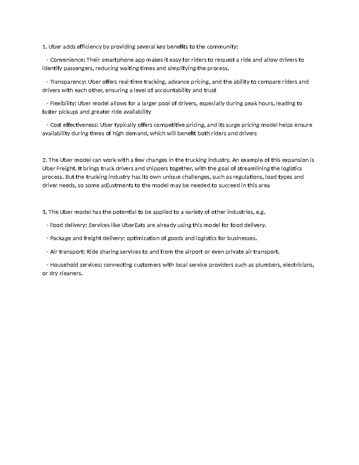 Case Study: The Uber Model and Its Potential Across Industries - Studocu