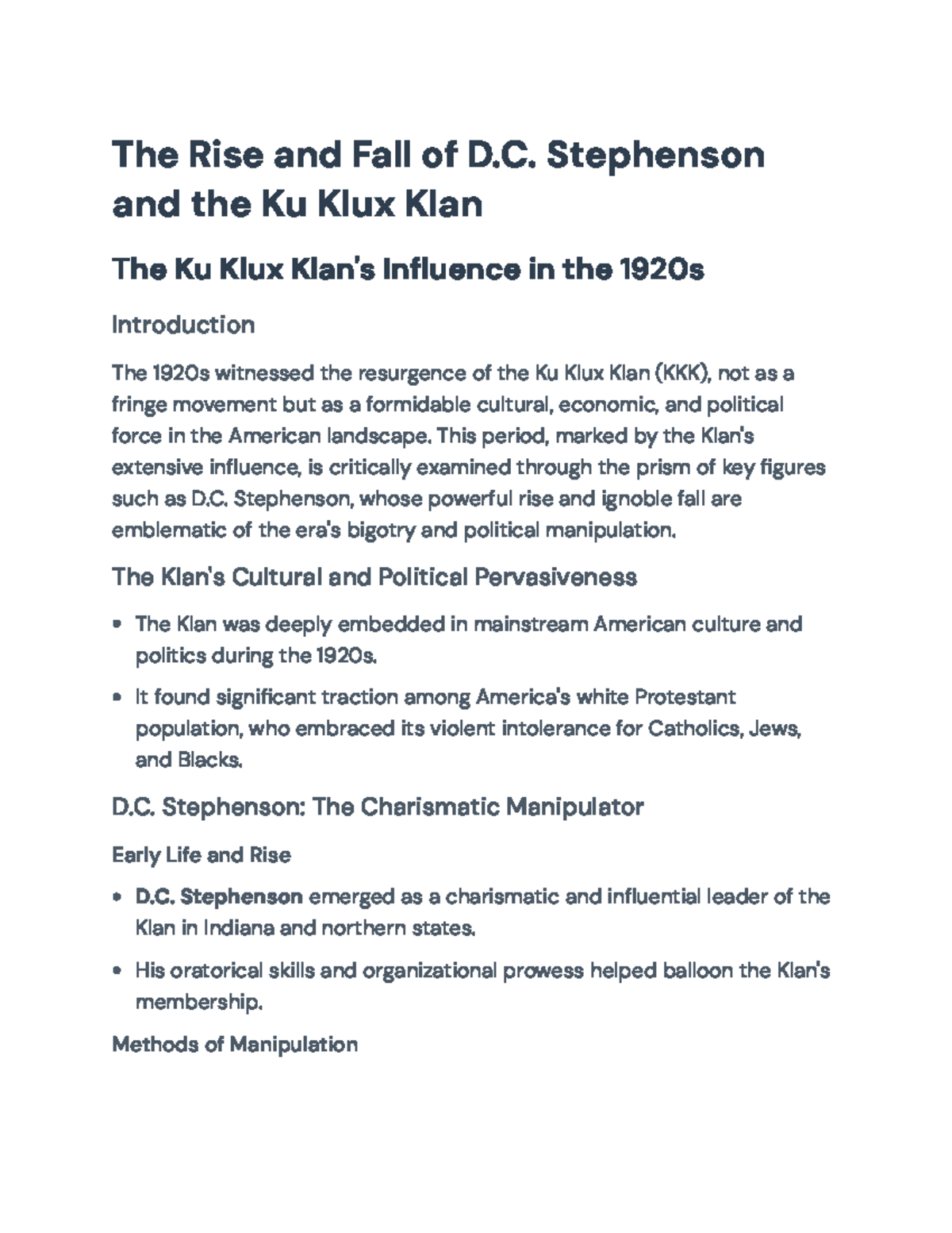 The Rise and Fall of D.C. Stephenson & the KKK: 1920s Influence ...