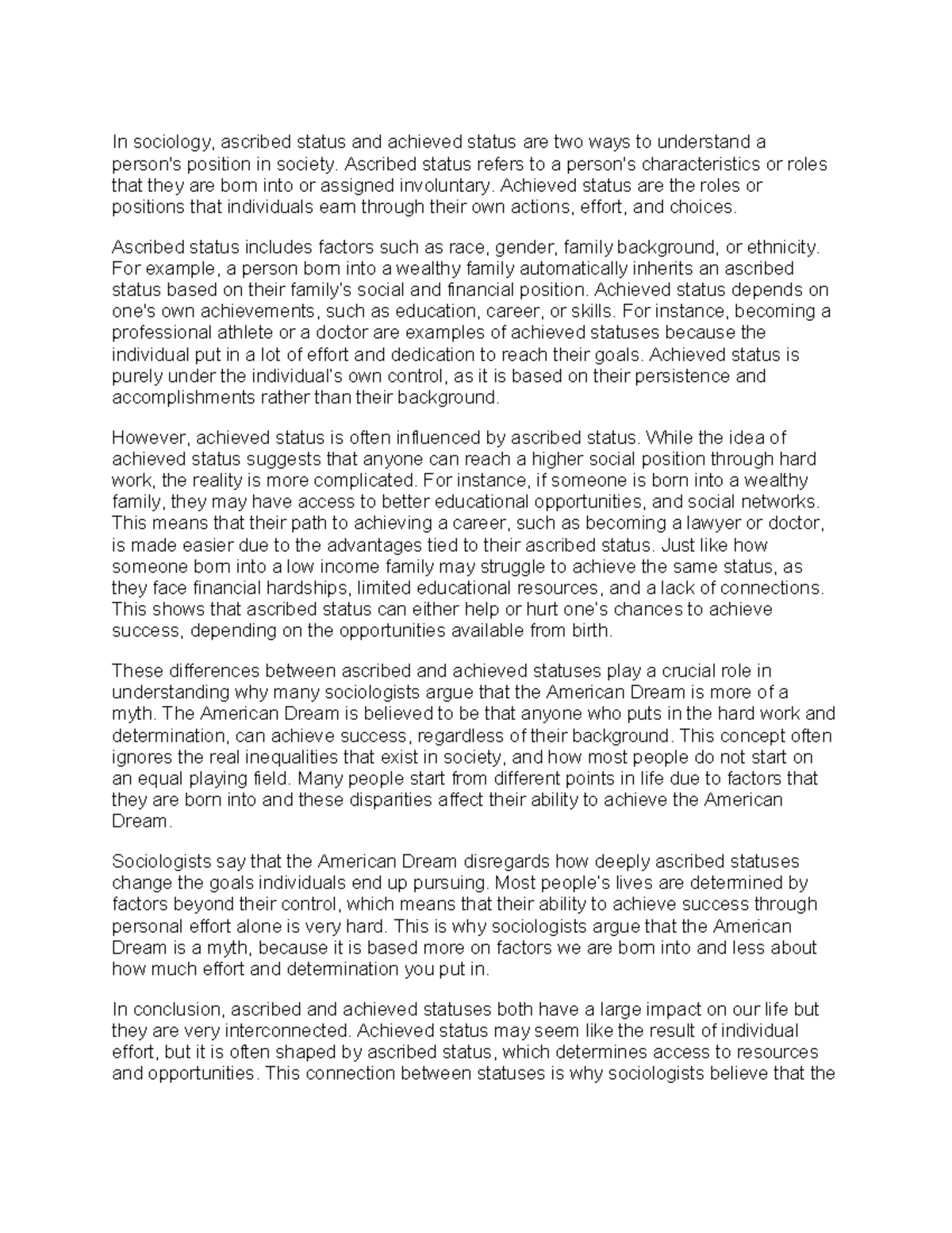 Ascribed and Achieved Status - In sociology, ascribed status and ...