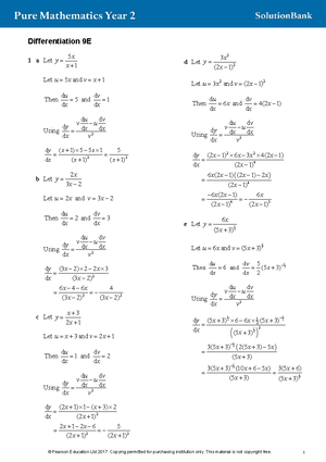 9d - this is a mark scheme for pure maths - Differentiation 9D 1 a Let ...