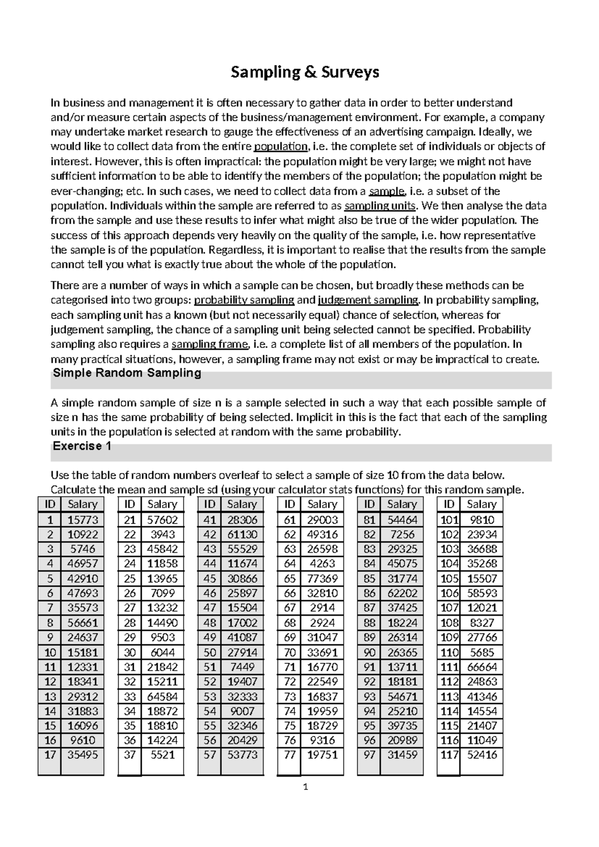 Sampling and Survey Complete - Sampling & Surveys In business and ...