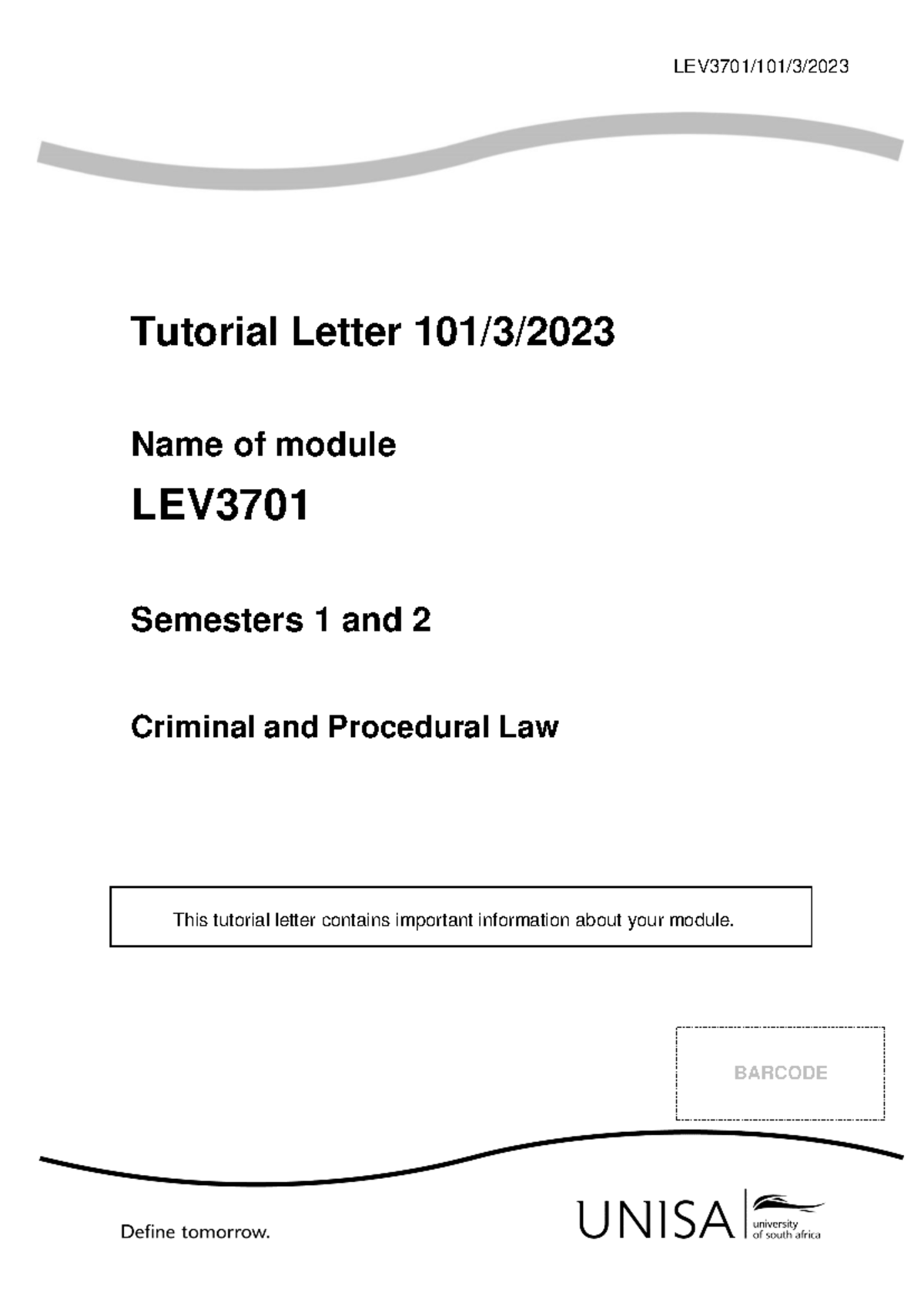 LEV 3701 TL101 2023 - Comprehensive Overview of Law of Evidence - Studocu