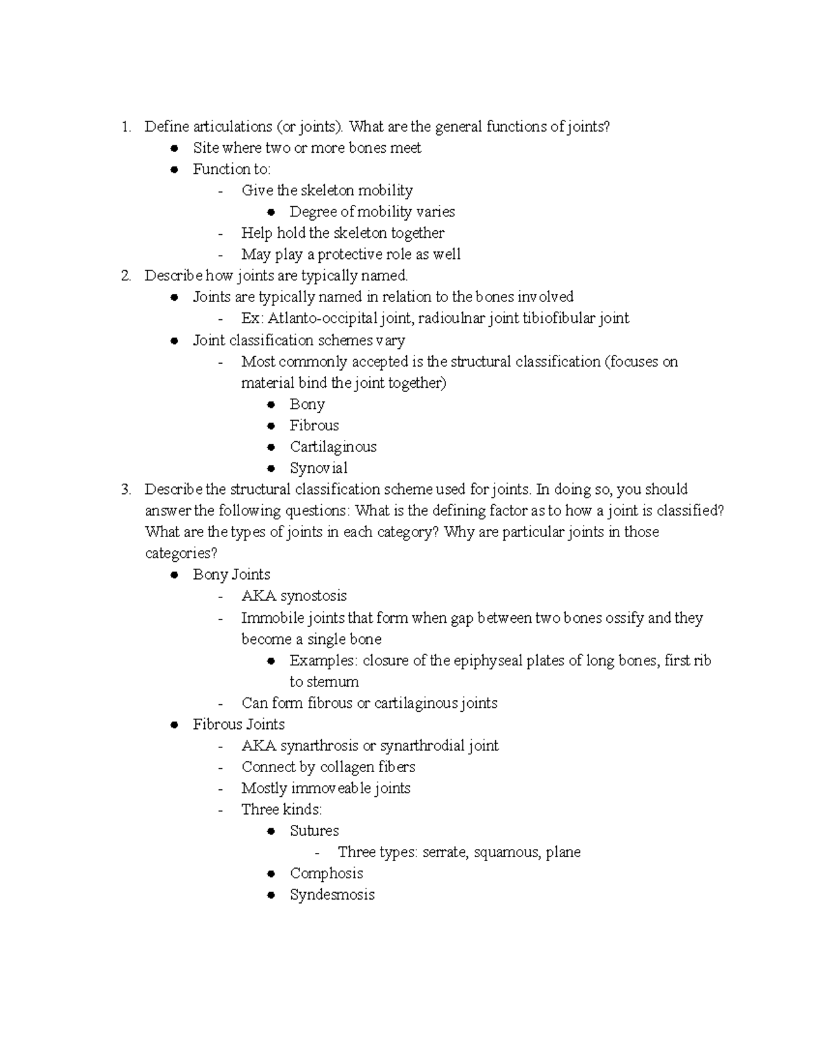 Anatomy of Joints and Lever Systems: Course Code Specific Notes - Studocu