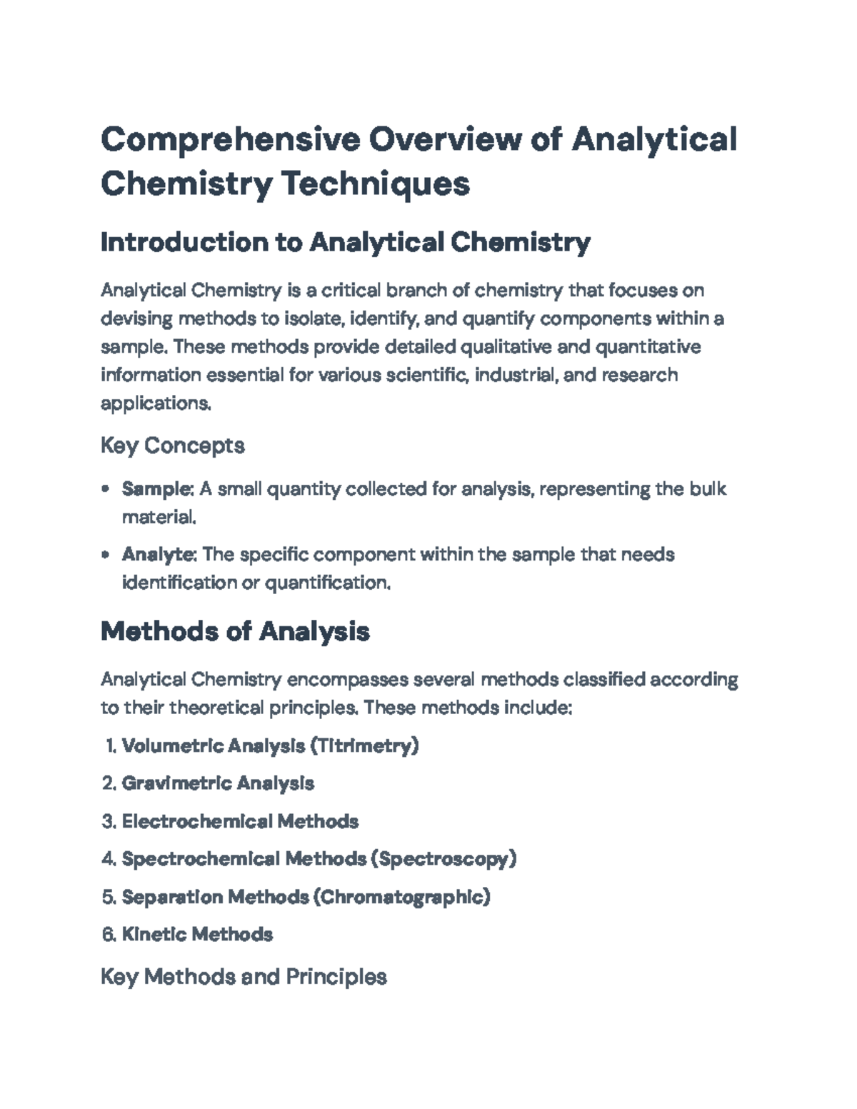 Analytical Chemistry Techniques Overview (Course Code: CHEM 101 ...