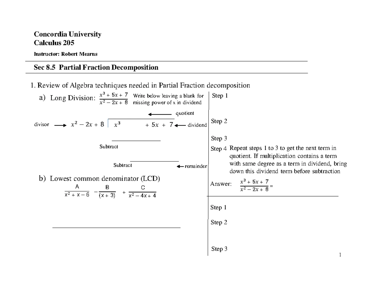 Course Outline for MATH 205 - Differential & Integral Calculus II ...