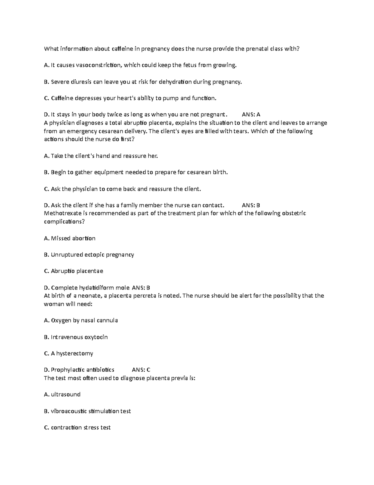 Maternity Exam 1 Review Notes (NUR2420): Key Concepts and Answers - Studocu