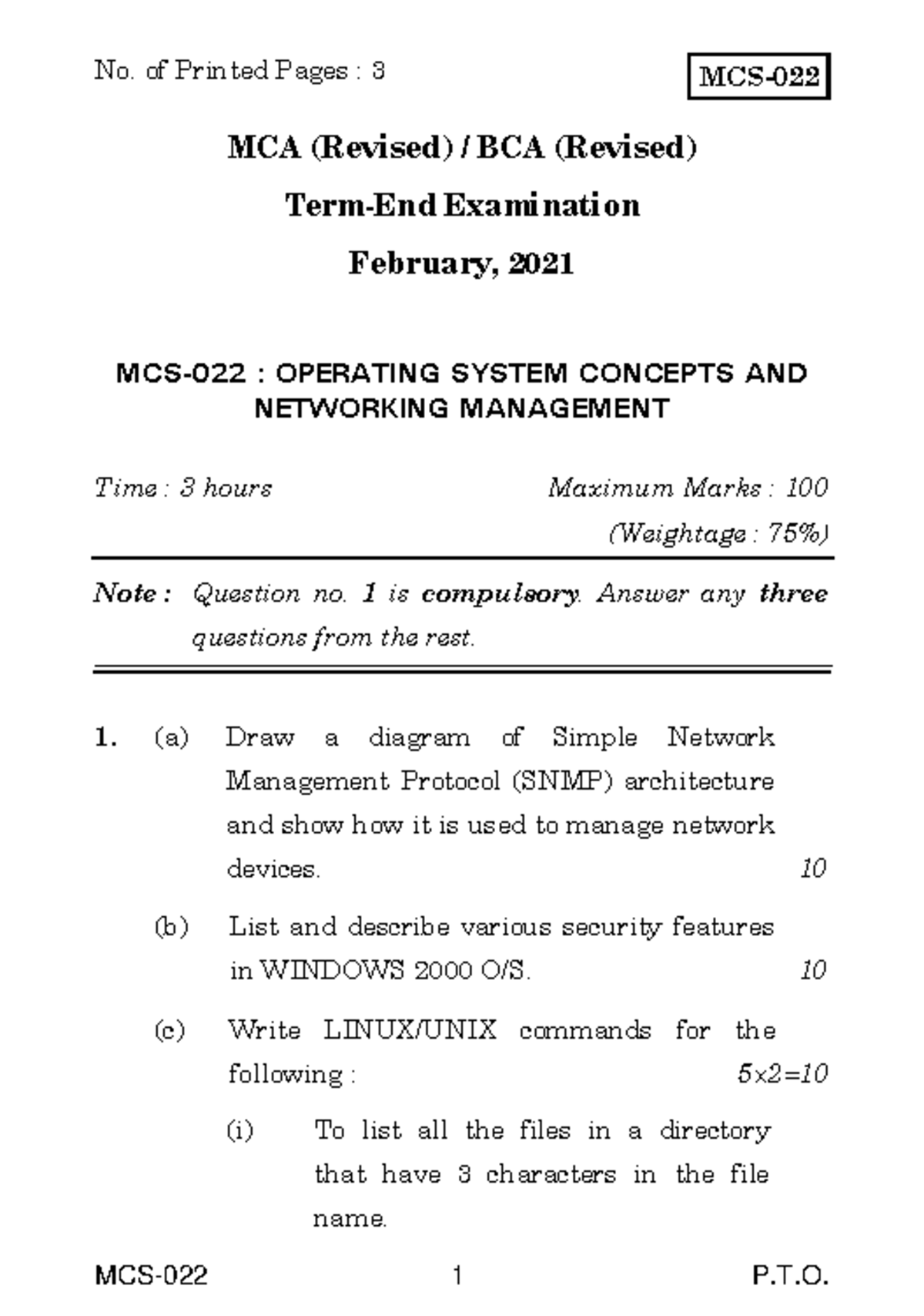 MCS-022 Final Exam Notes: Operating Systems & Networking Concepts - Studocu