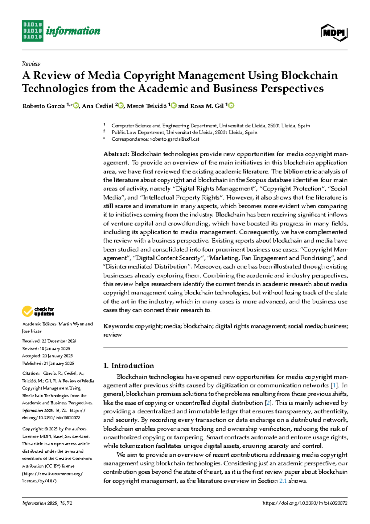 A Review of Media Copyright Management via Blockchain Tech: Academic ...