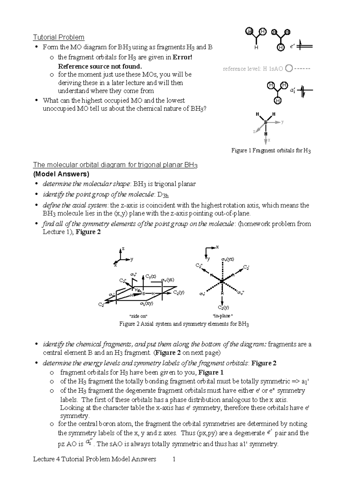 Molecular Orbital (MO) Diagram Analysis for BH3 - Tutorial Notes - Studocu