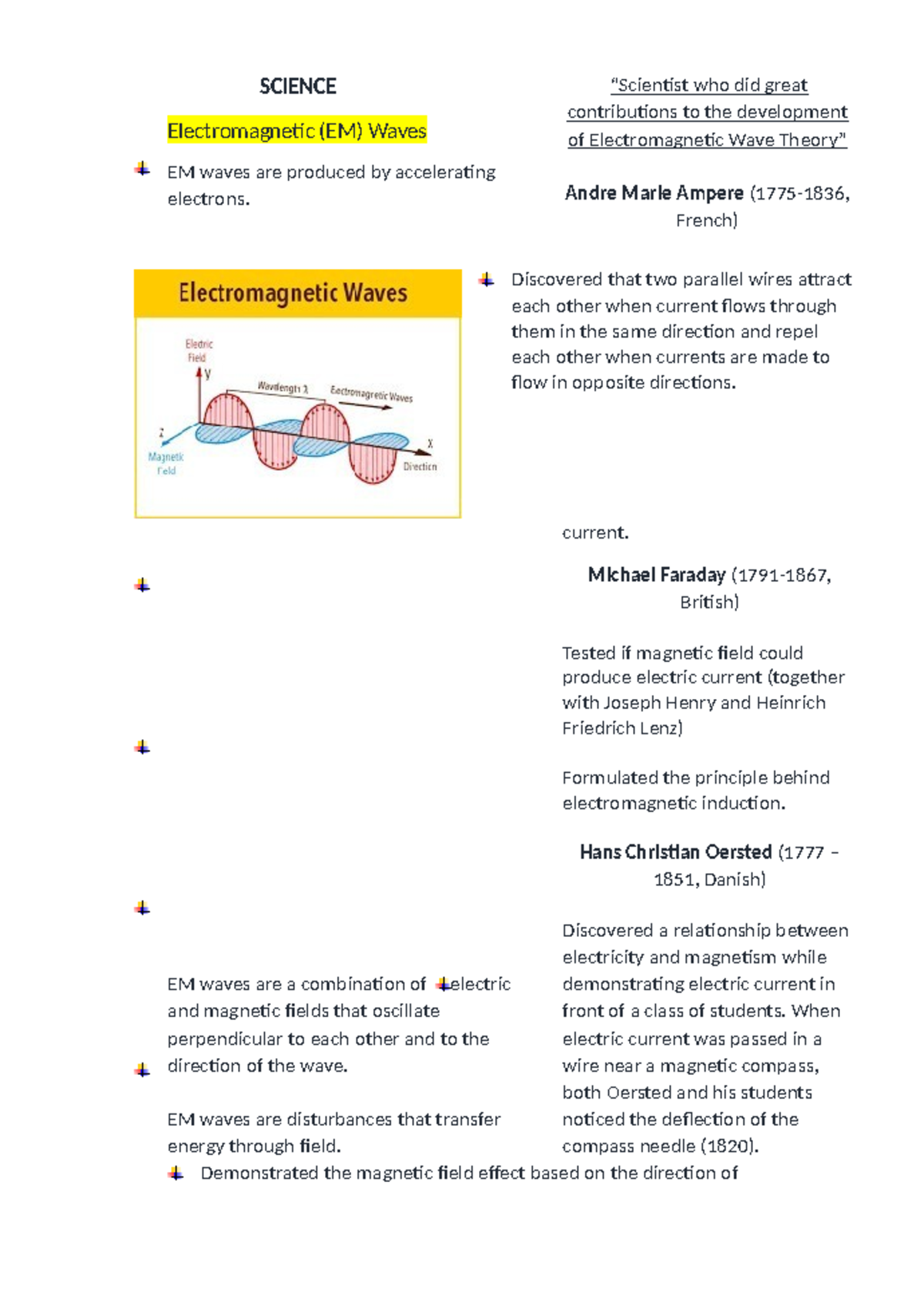 Grade 10 Notes: Electromagnetic Waves and Key Contributors - Studocu