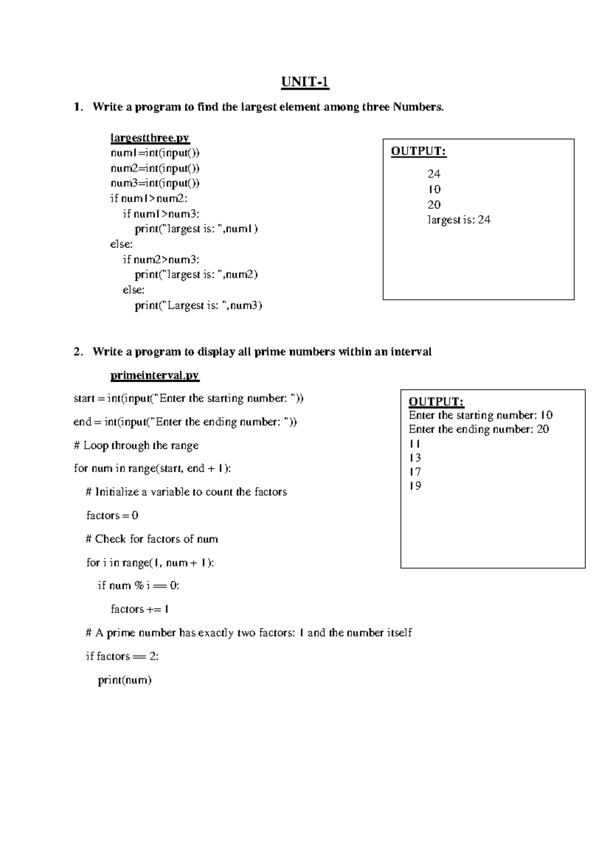 LAB Manual: Python Programming Exercises (ETGR) - Studocu