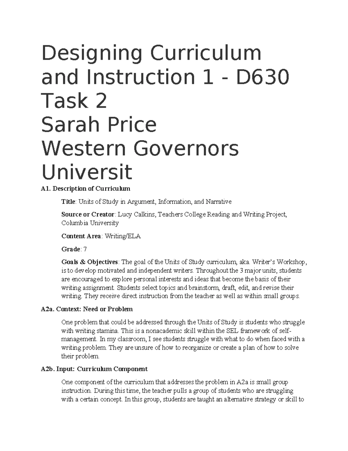 D629 - Task 2: Comprehensive Professional Growth Plan for Educators ...