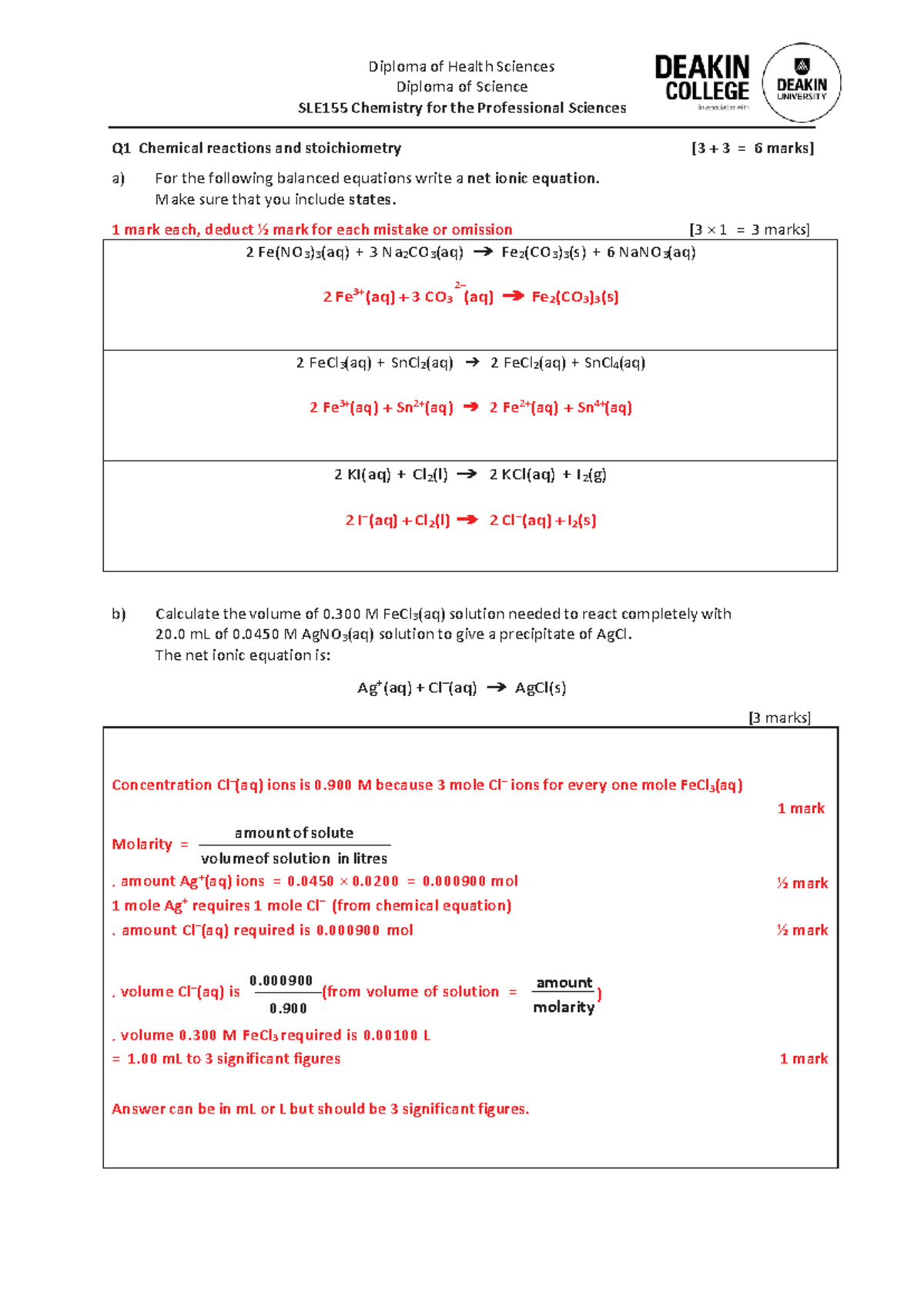 Week 1 sample exam solutions - Diploma of Health Sciences Diploma of ...