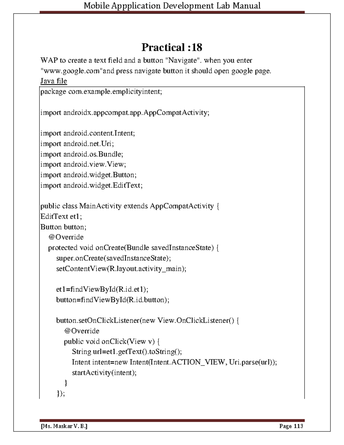 Practical Guide to Android Programming: Lab Assignments for DOC ...