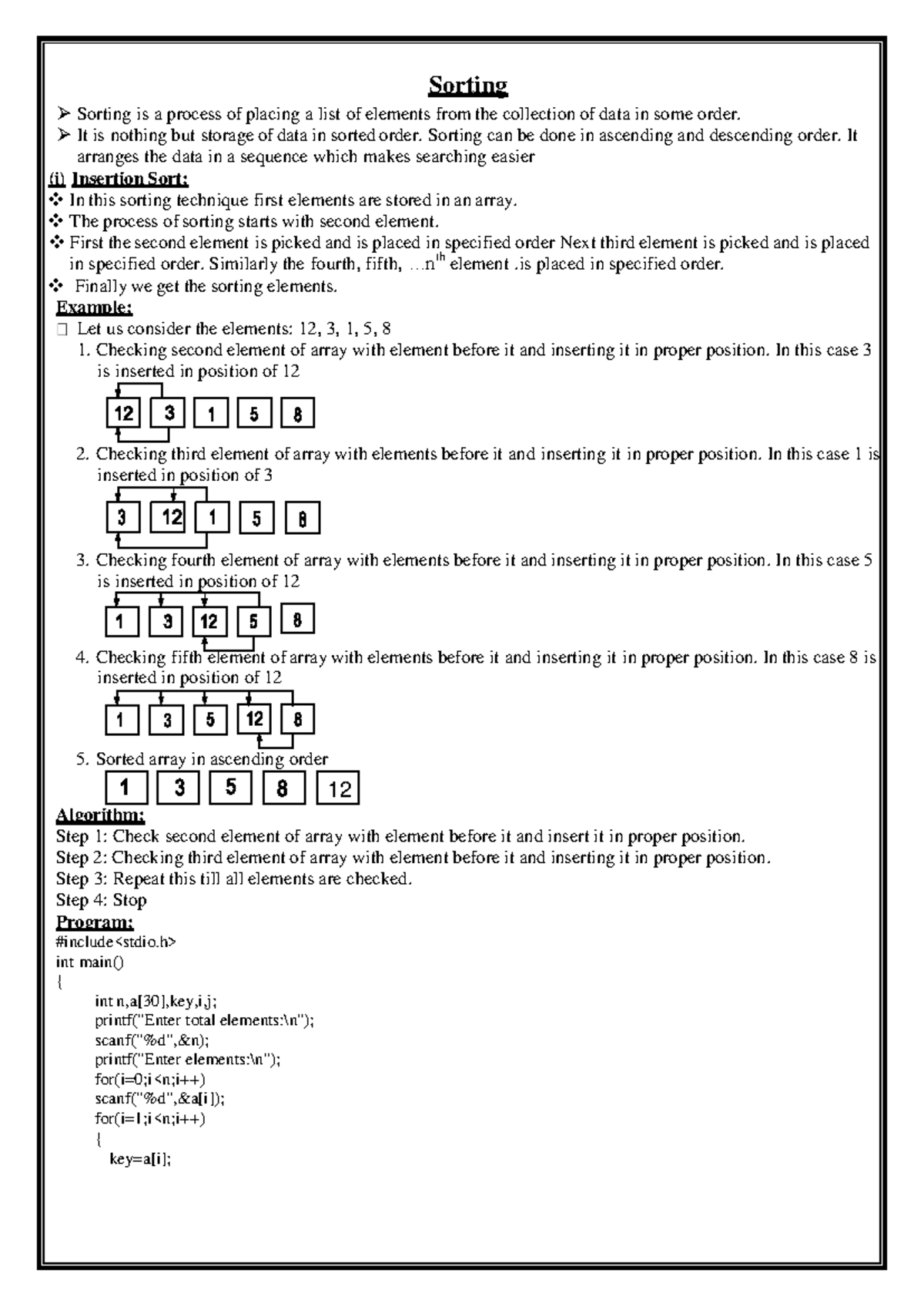 Sorting Techniques Overview: Insertion, Bubble, and Quick Sort (CS101 ...