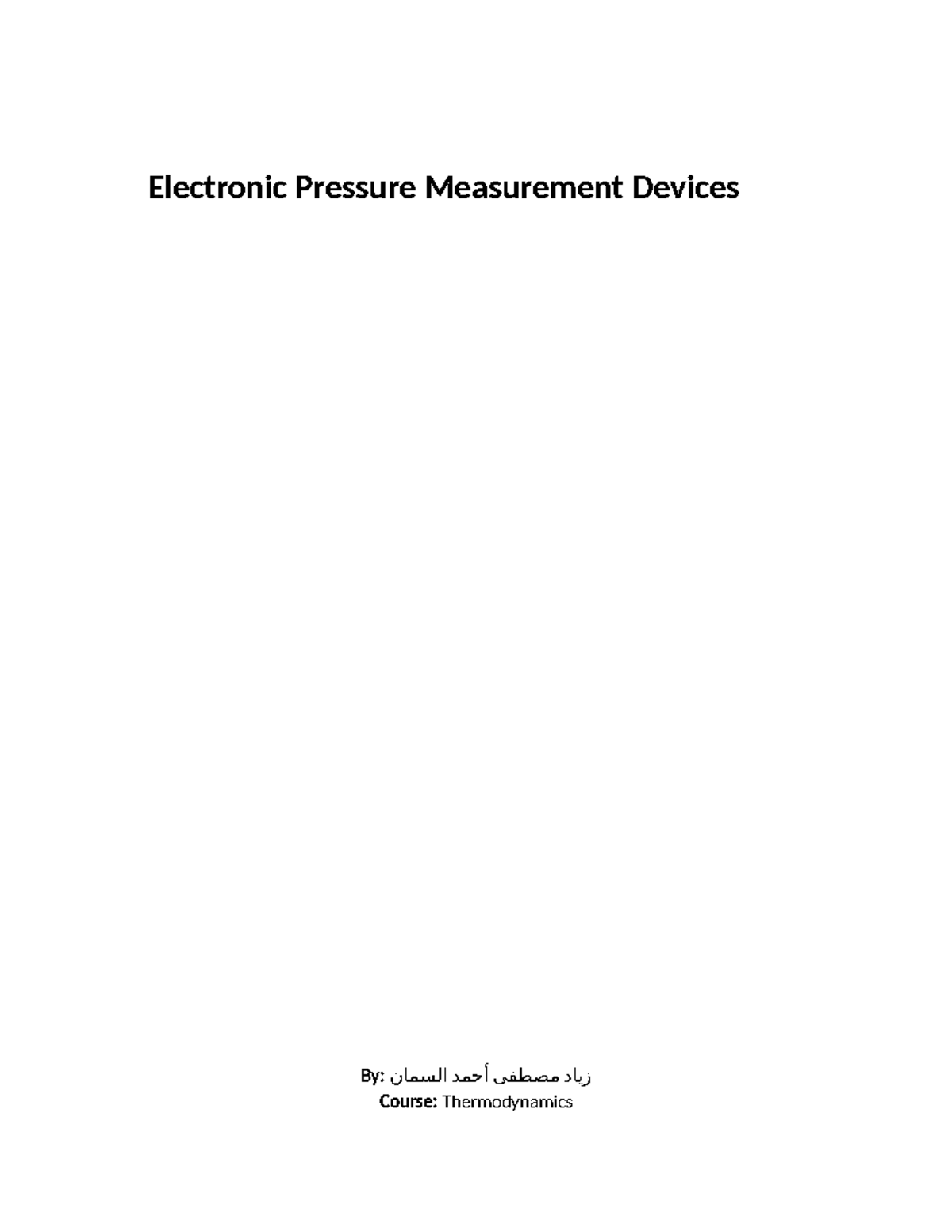 Electronic Pressure Measurement Devices: Thermodynamics Overview - Studocu