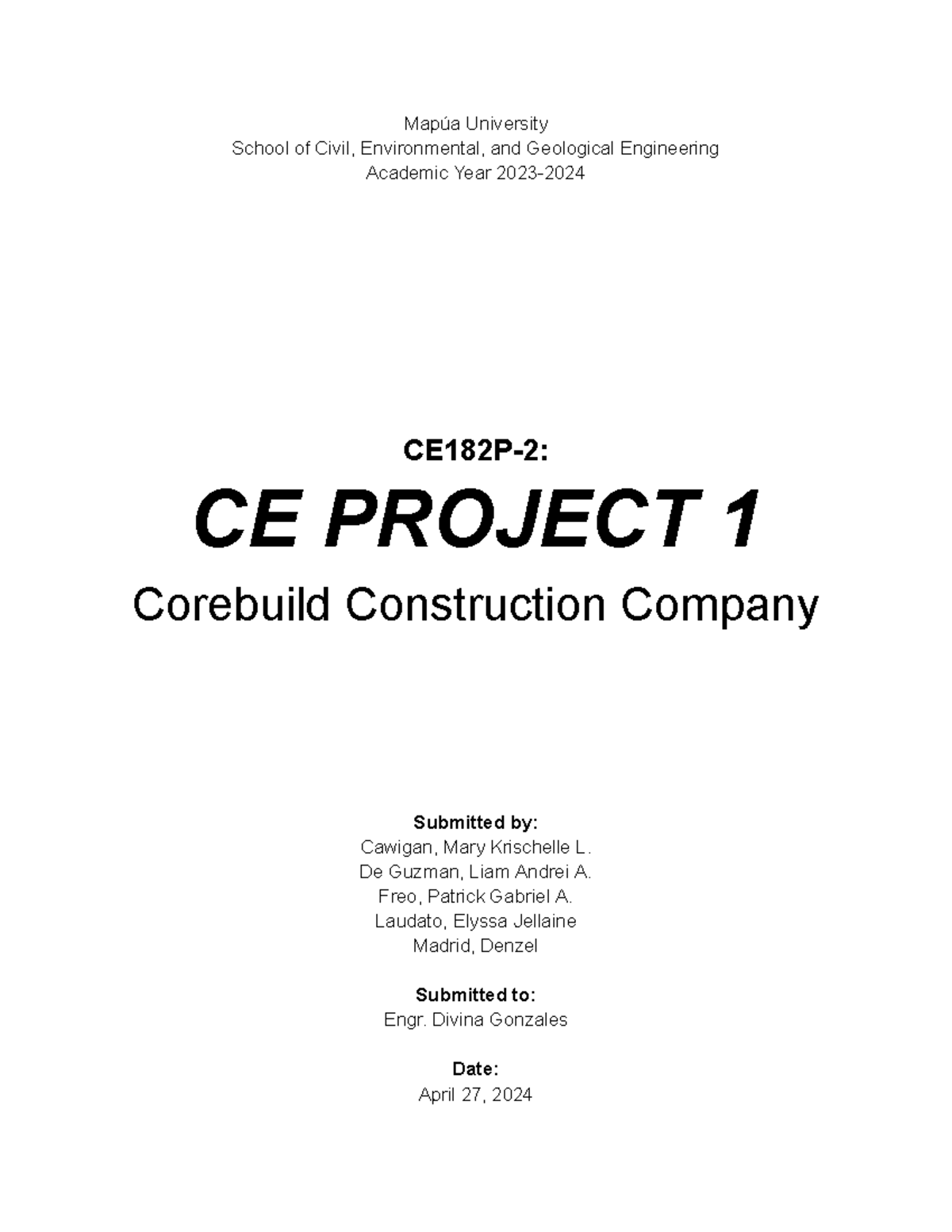 Final CE182P-2 Project 1 Report: Team Reflections & Insights - Studocu