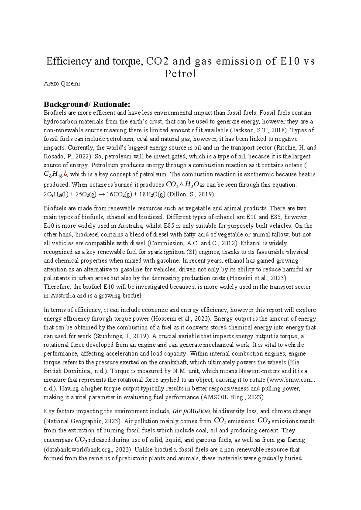 Efficiency and Torque Analysis of E10 vs Petrol: CO2 Emissions ...
