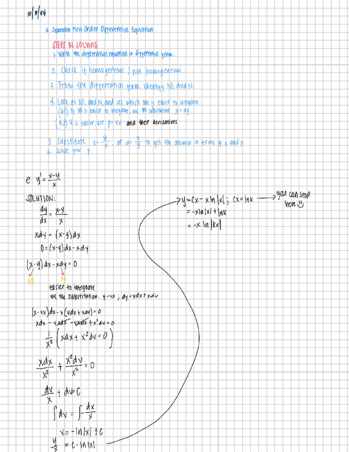 4. Separable First Order Differential Equations: Notes 241008 - Studocu