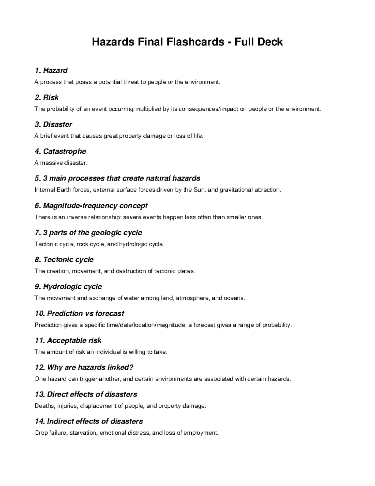 Hazards GEOL 101 Final Quizlet Flashcards - Studocu