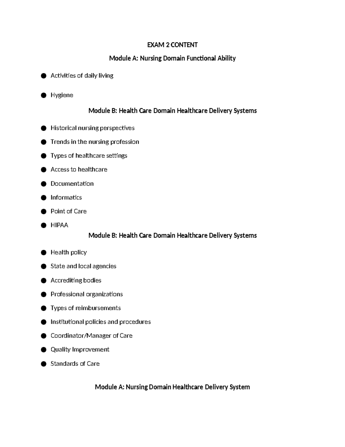 Nursing Exam 2 Study Guide: Key Modules & Concepts - Studocu