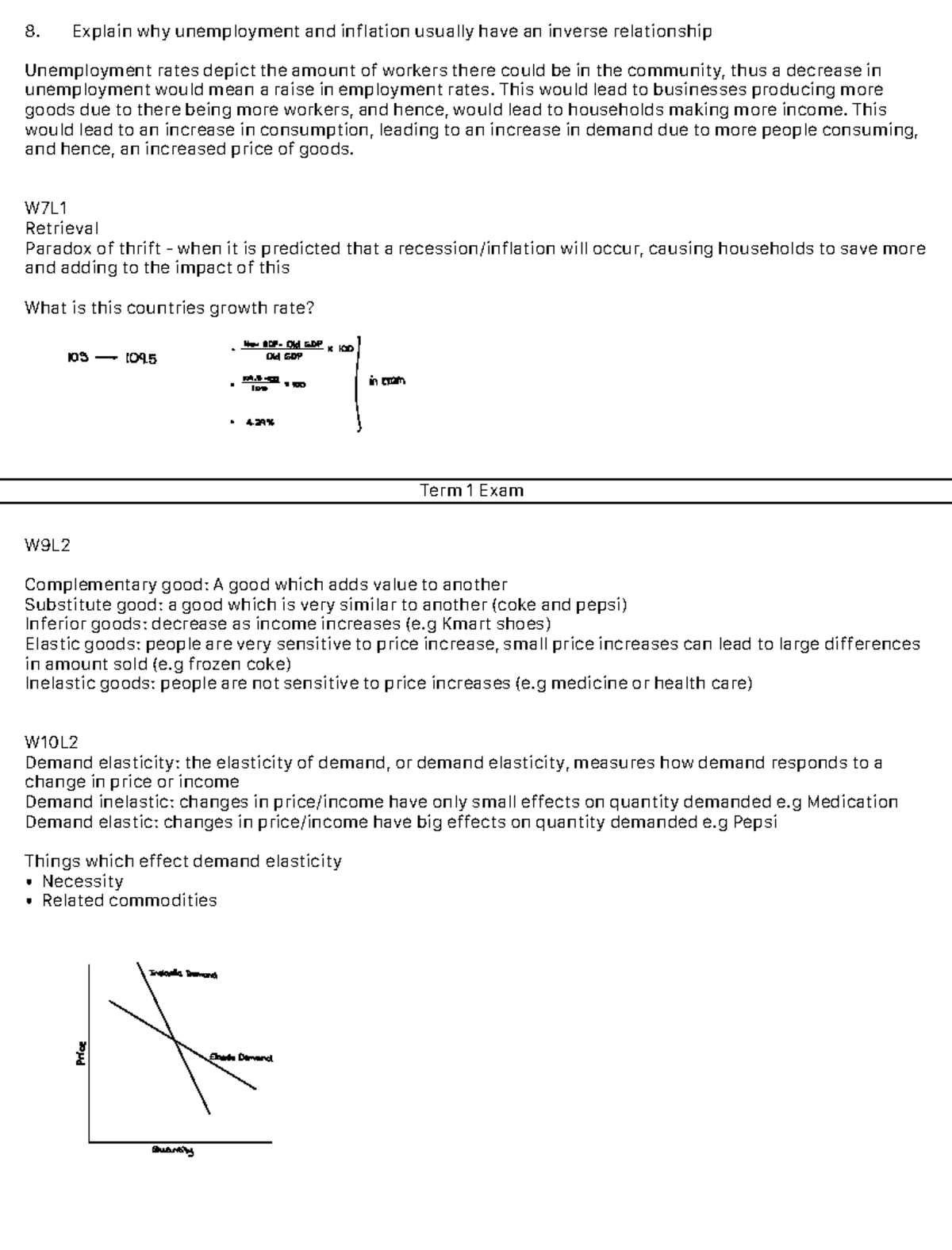 Year 11 Term 2 Econ - Unemployment, Inflation & Market Dynamics Notes ...