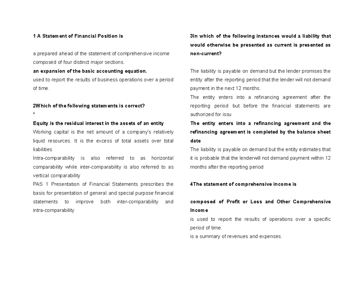 PFRS Financial Theories Reporting and Analysis - Key Concepts Overview ...