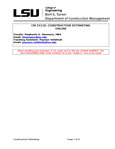 CM 3111 - LSU - Construction Estimating - Studocu
