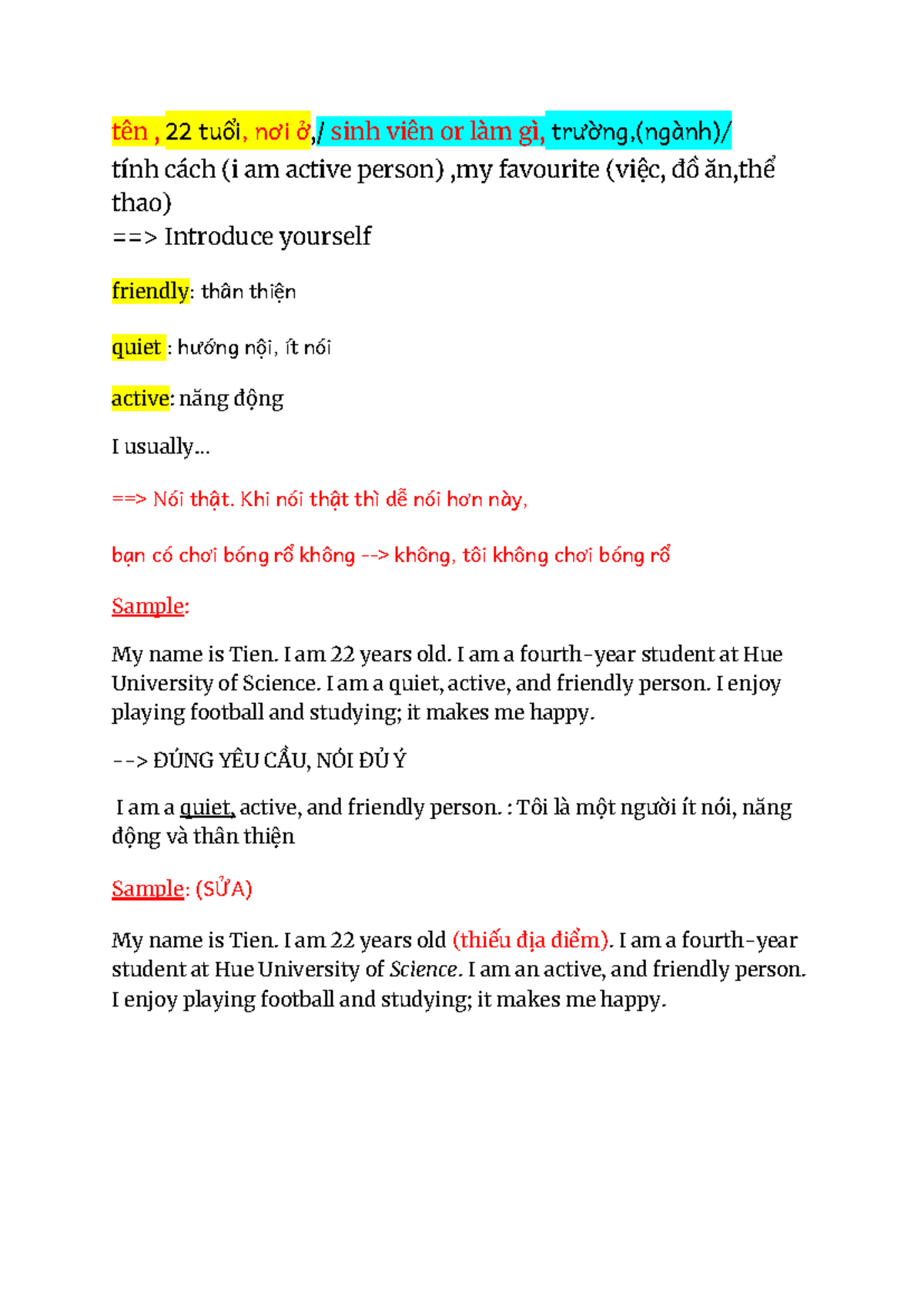 English 101 - Self-Introduction Assignment - Studocu