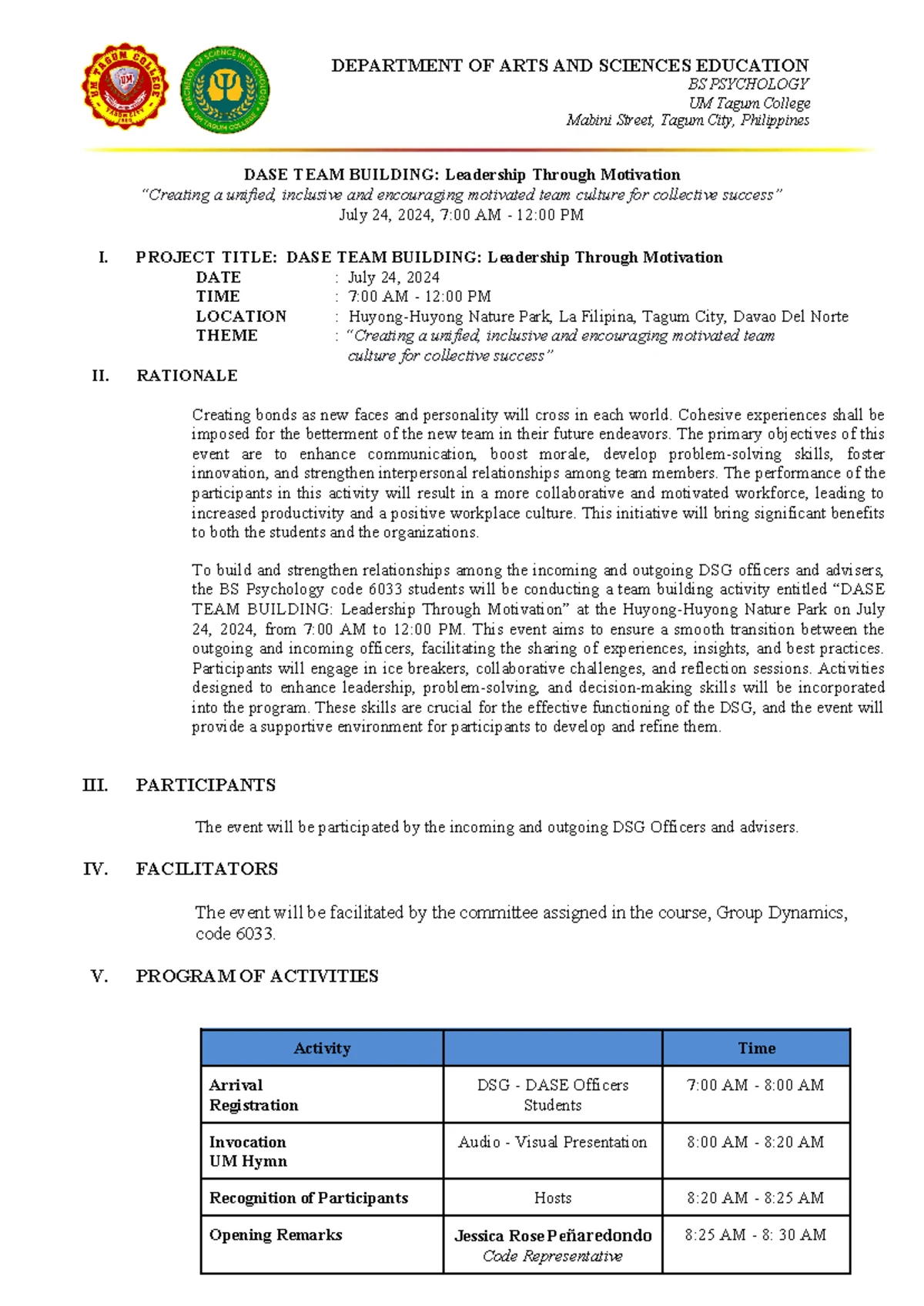 Emcee Script for Seminar on Teams & Decision Making - Studocu