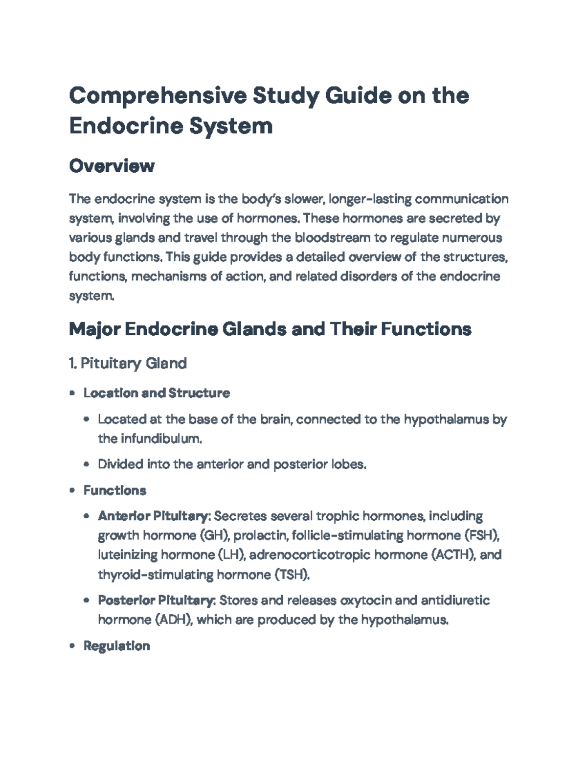 Comprehensive Study Guide to the Endocrine System (BIO102) - Studocu