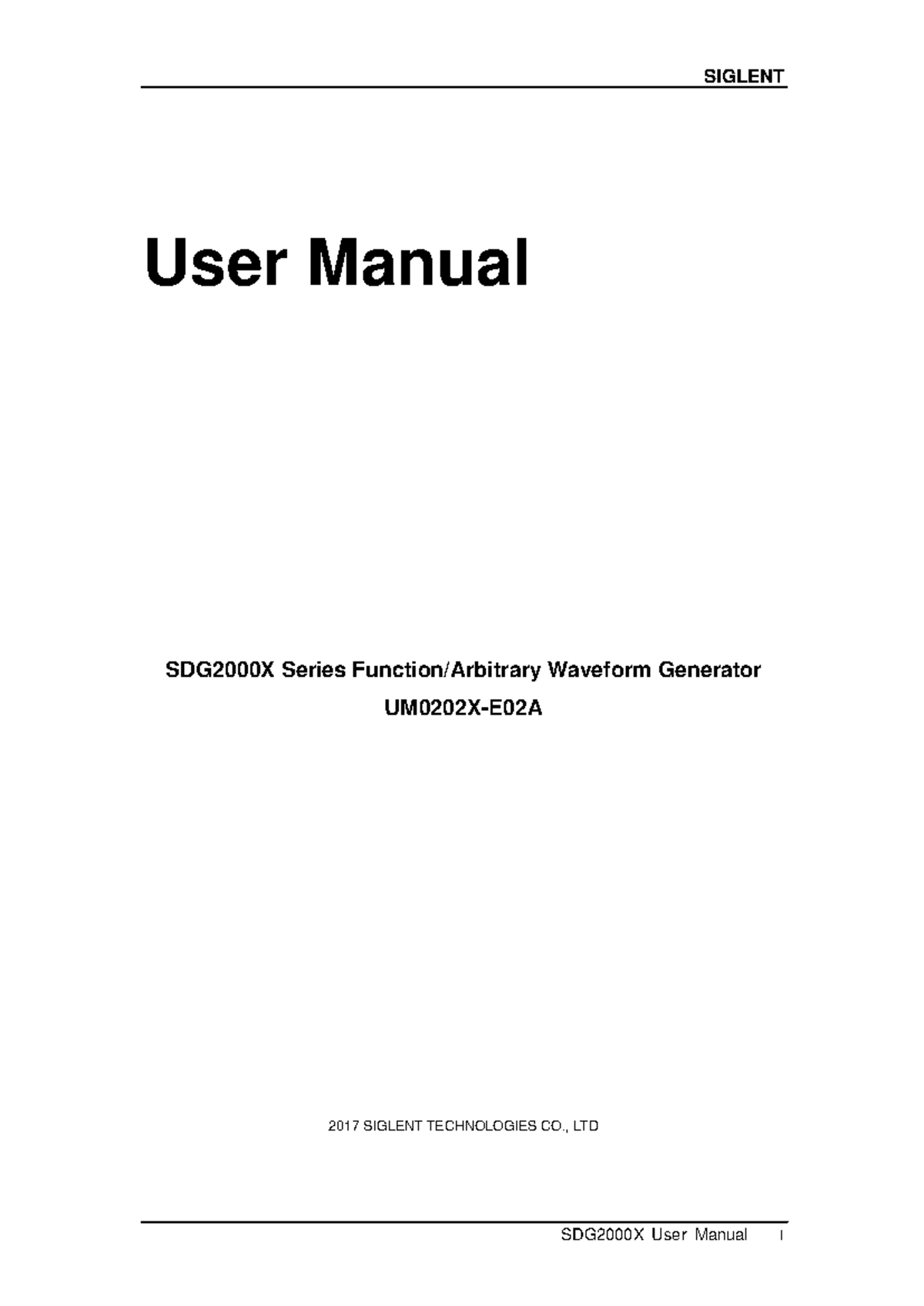 SDG2000X User Manual: Series Waveform Generator Guide 2017 - Studocu
