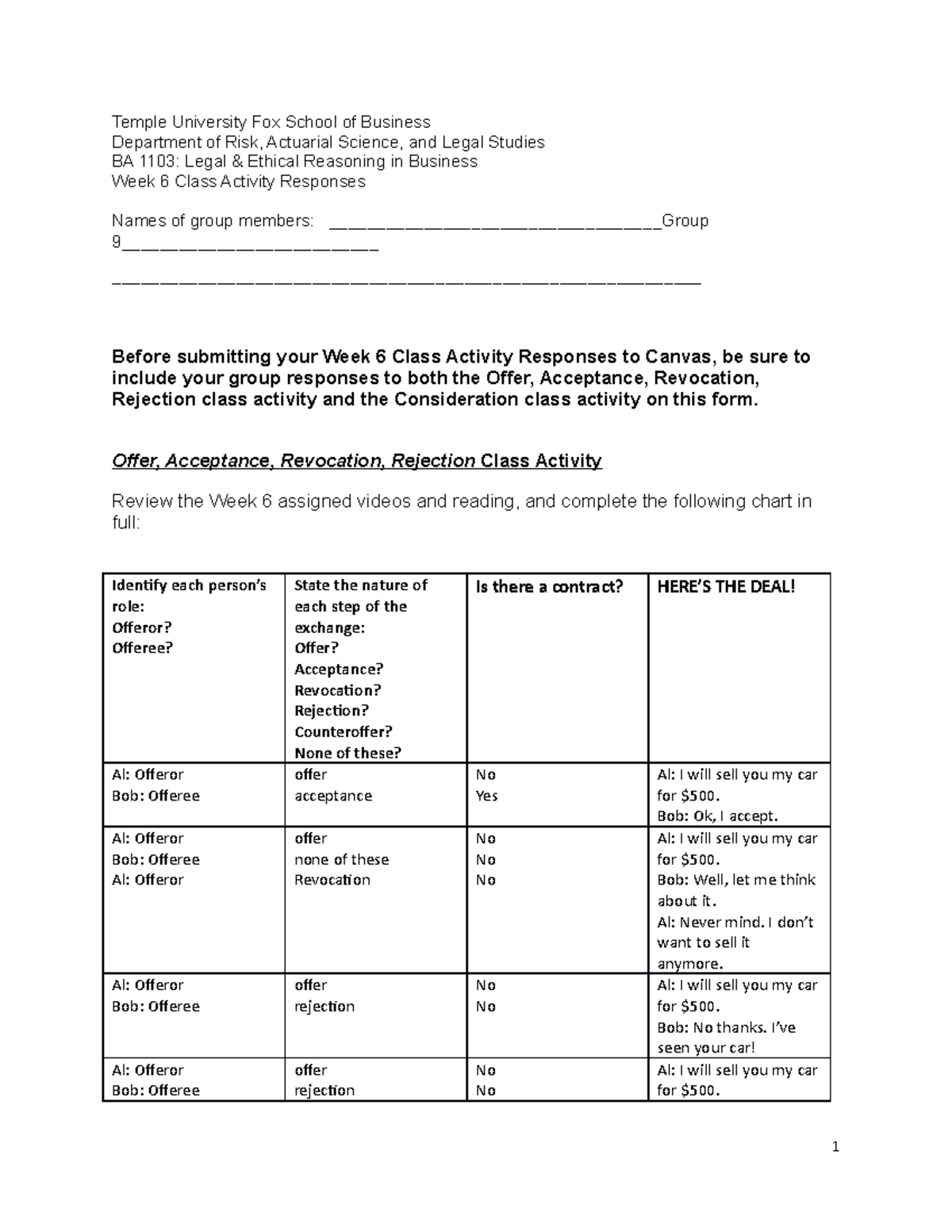 BA 1103 Week 6 Class Activity Responses & Group Analysis - Studocu