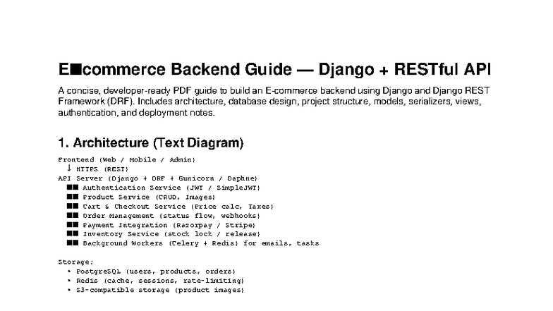 Ecommerce Django Backend Guide: RESTful API Development - Studocu