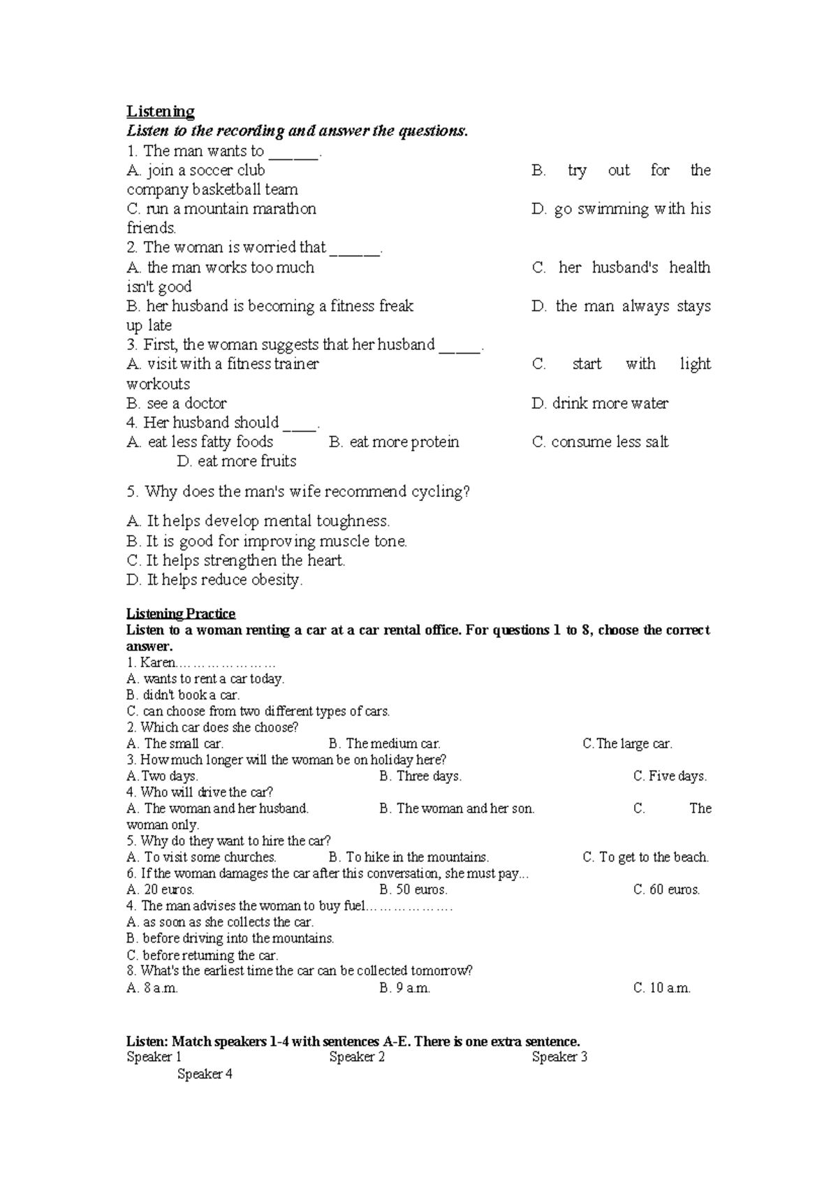 LIS E10 Winedu 01 - Listening Practice Questions and Answers - Studocu