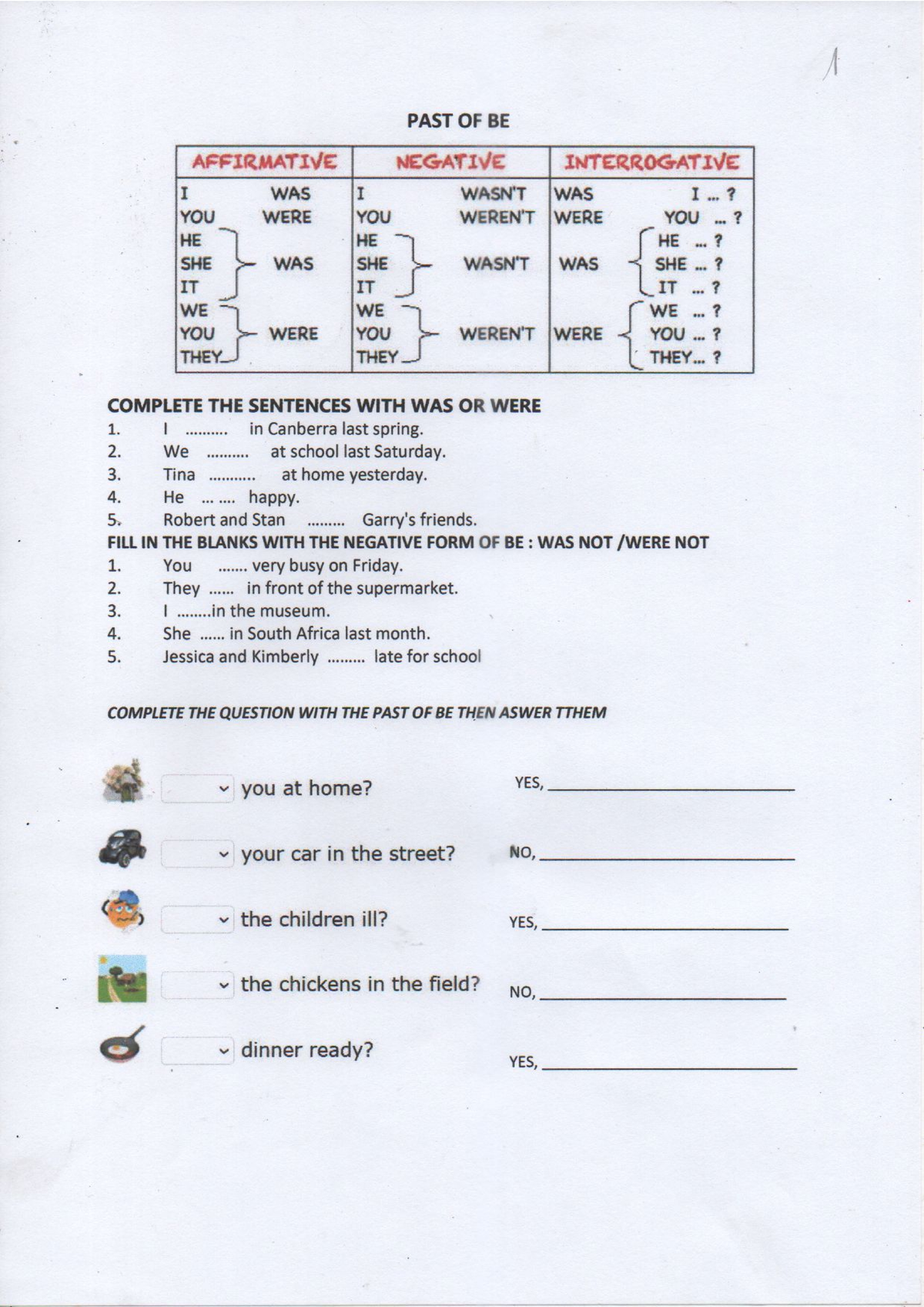 Third Term English Study Notes: Past Tense Exercises - Studocu
