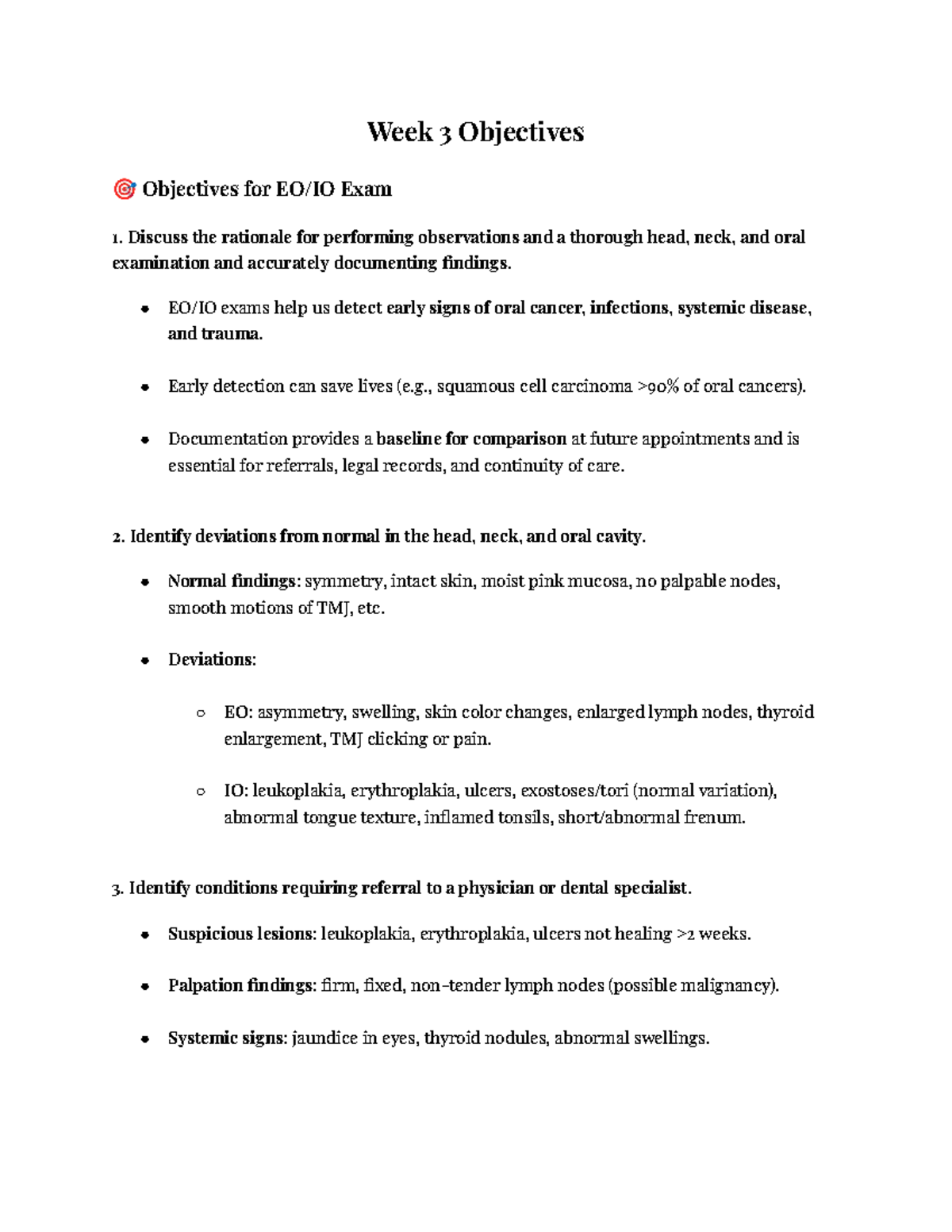 DHS 311/321 Week 3 Objectives: EO/IO Exam Insights & Rationale - Studocu