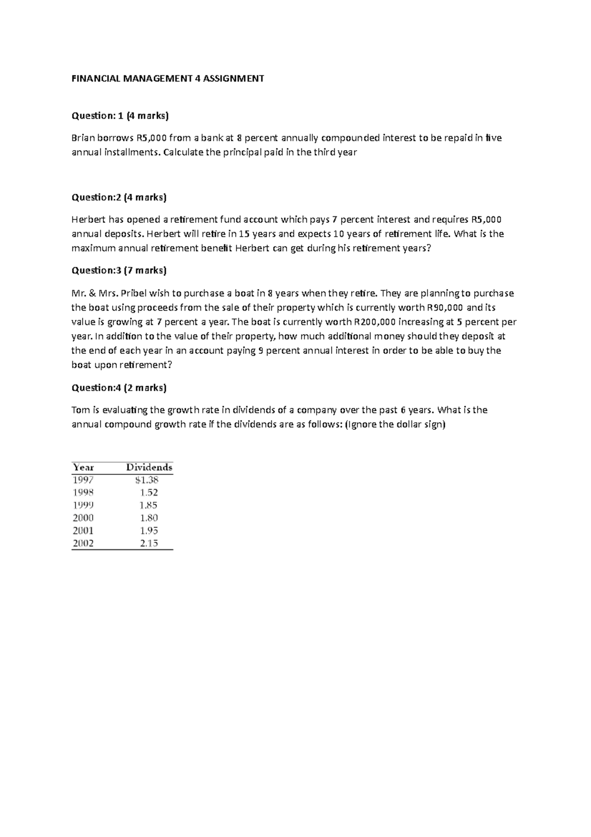 Financial Management Assignment - FINANCIAL MANAGEMENT 4 ASSIGNMENT ...