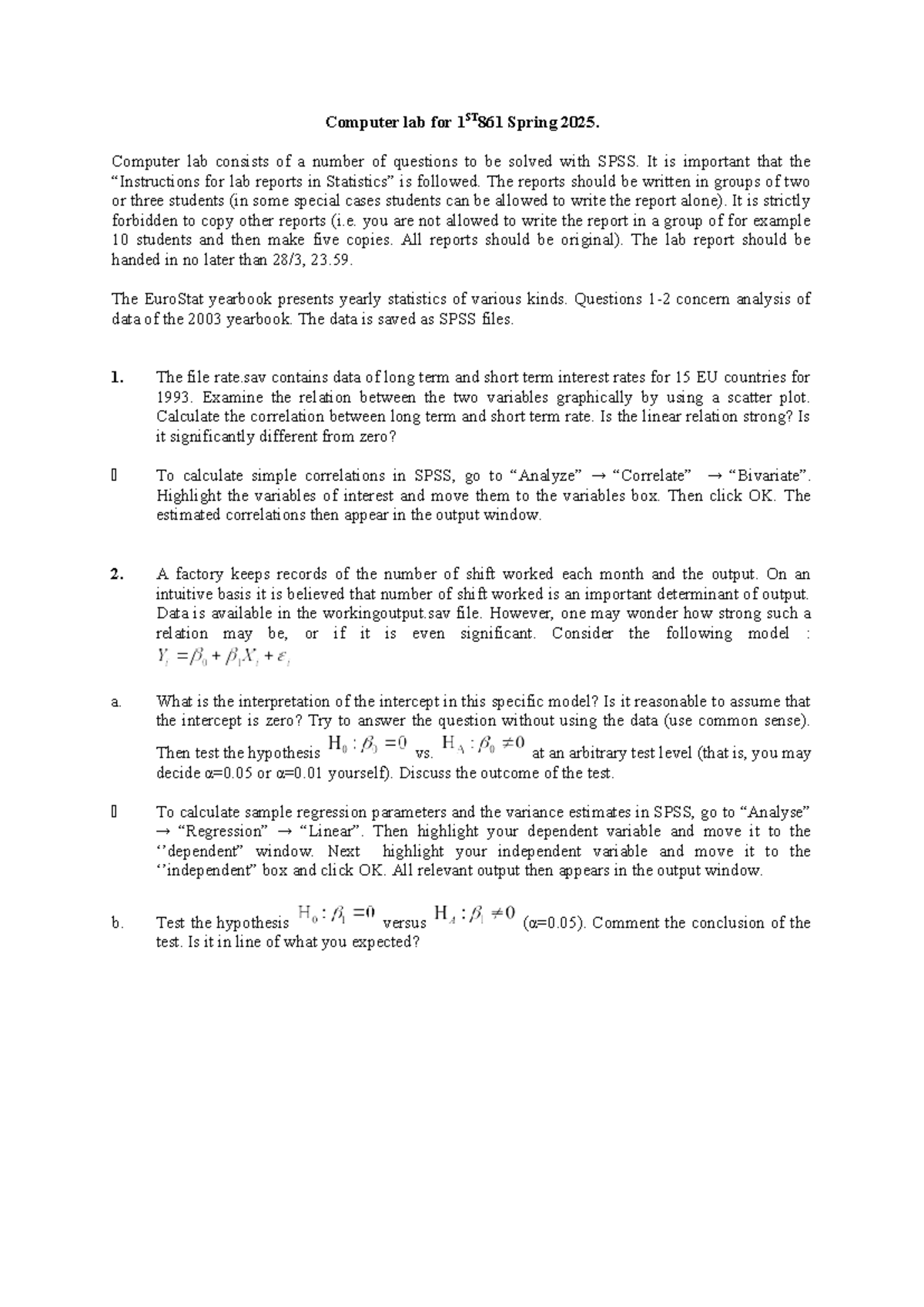 Computer Lab Report Guidelines for 1ST861 Spring 2025 - Studocu