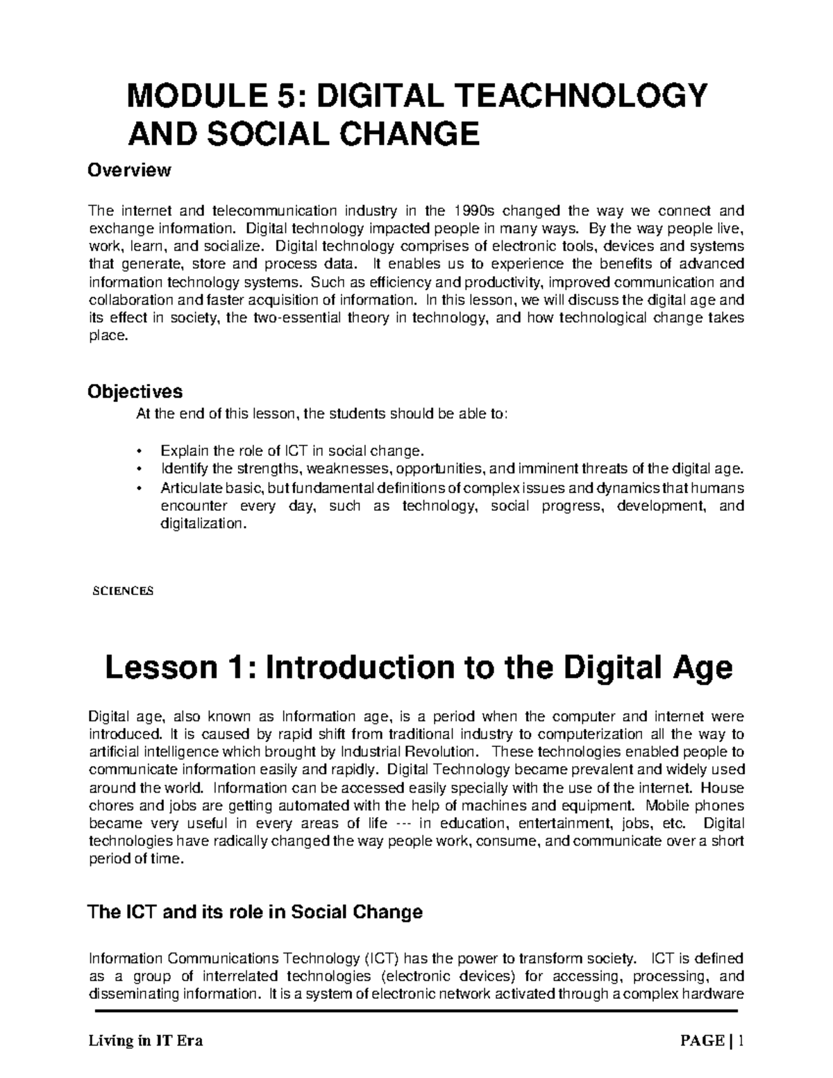 Digital Technology and Social Change: An Overview - Info Tech Mod-5 ...