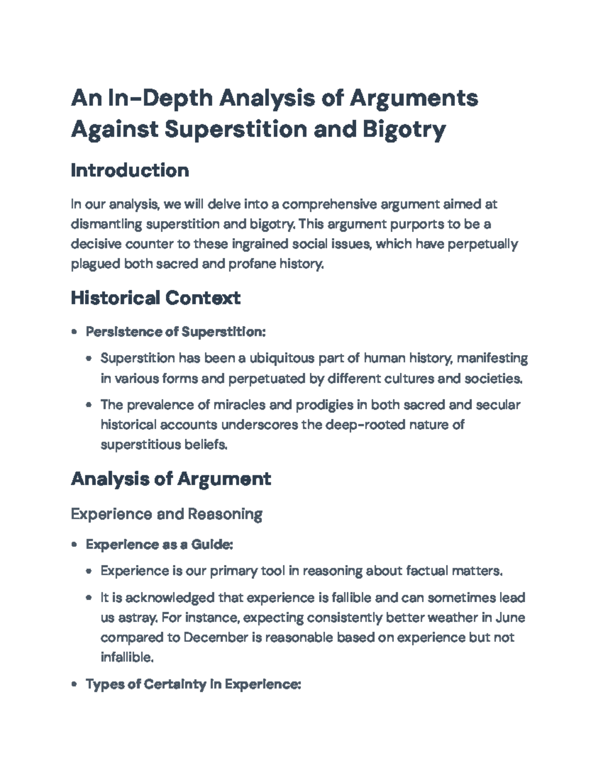 Analysis of Arguments Against Superstition and Bigotry - An In-Depth ...