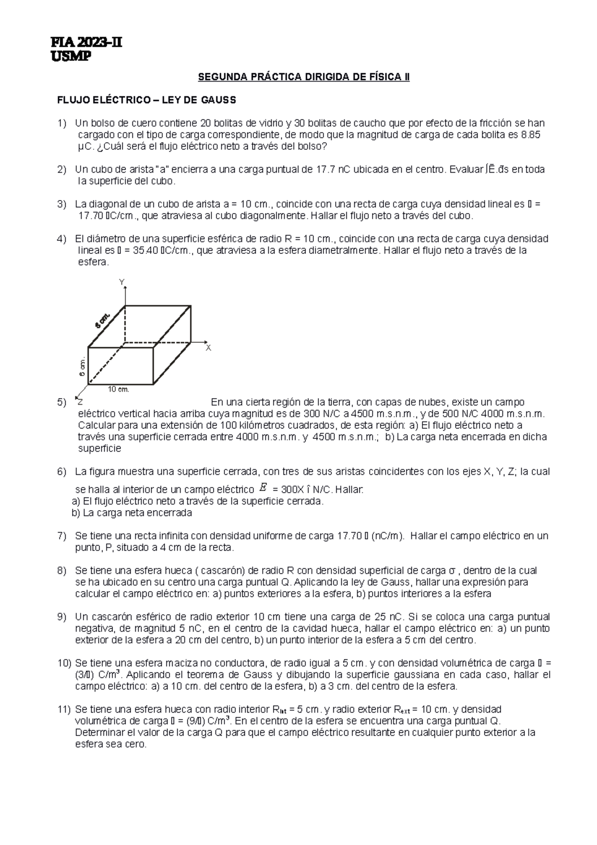 2da practica dirigida 2023-II - SEGUNDA PRÁCTICA DIRIGIDA DE FÍSICA II ...