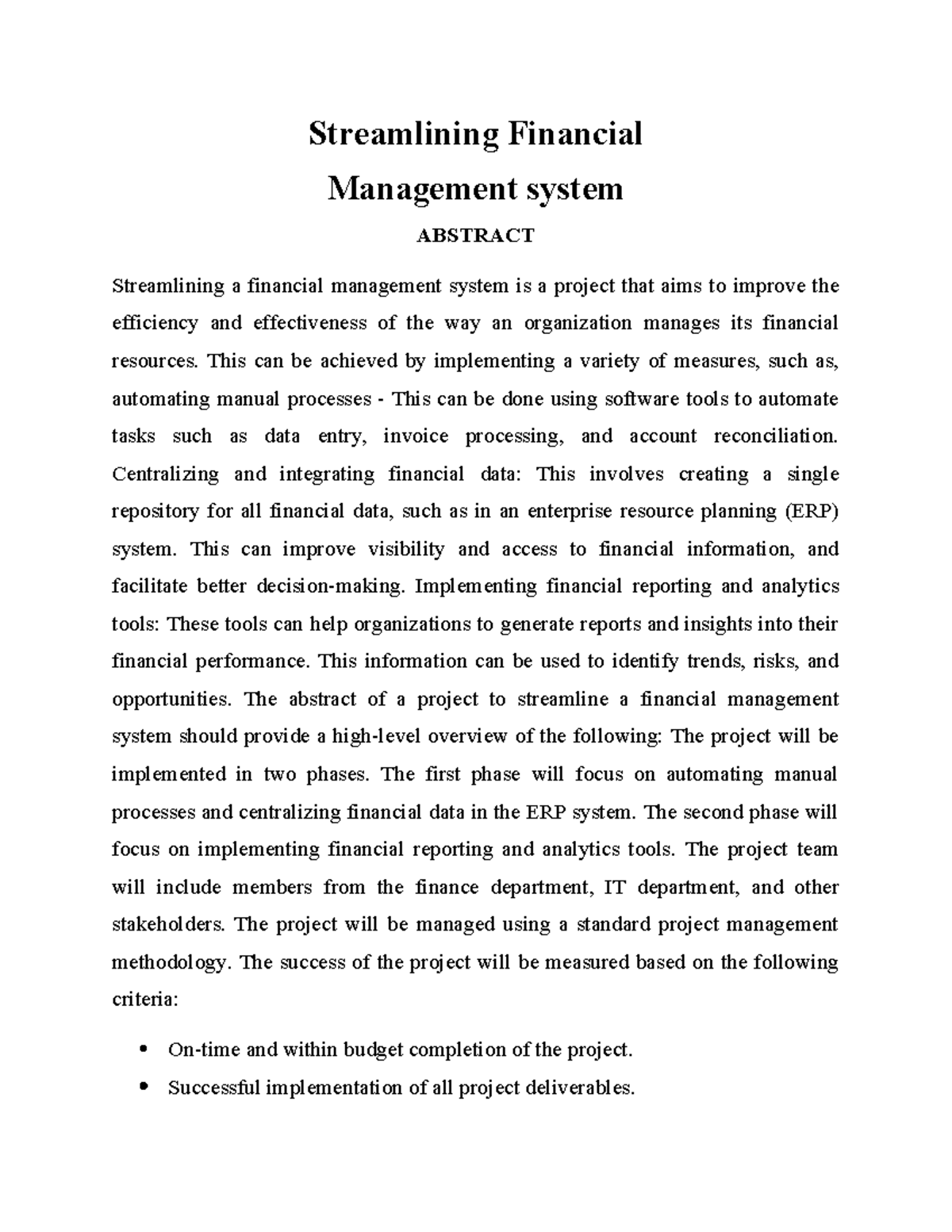 Streamlining Financial - Streamlining Financial Management system ...