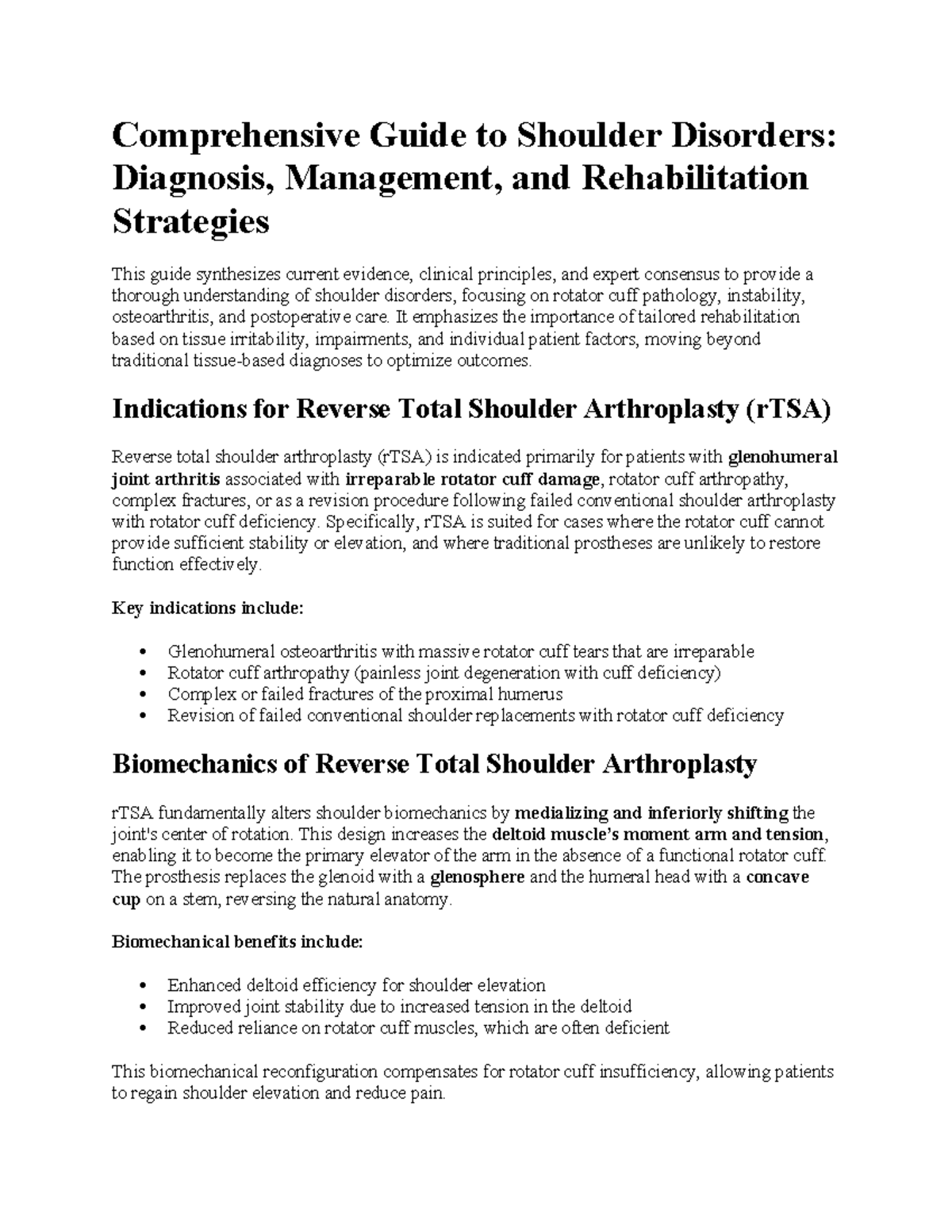 Comprehensive Guide to Shoulder Disorders: rTSA, Diagnosis & Rehab ...