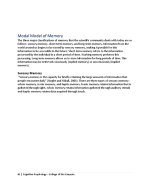 Cognitive Psychology: Memory Insights and Theories (PSY 101) - 235 ...
