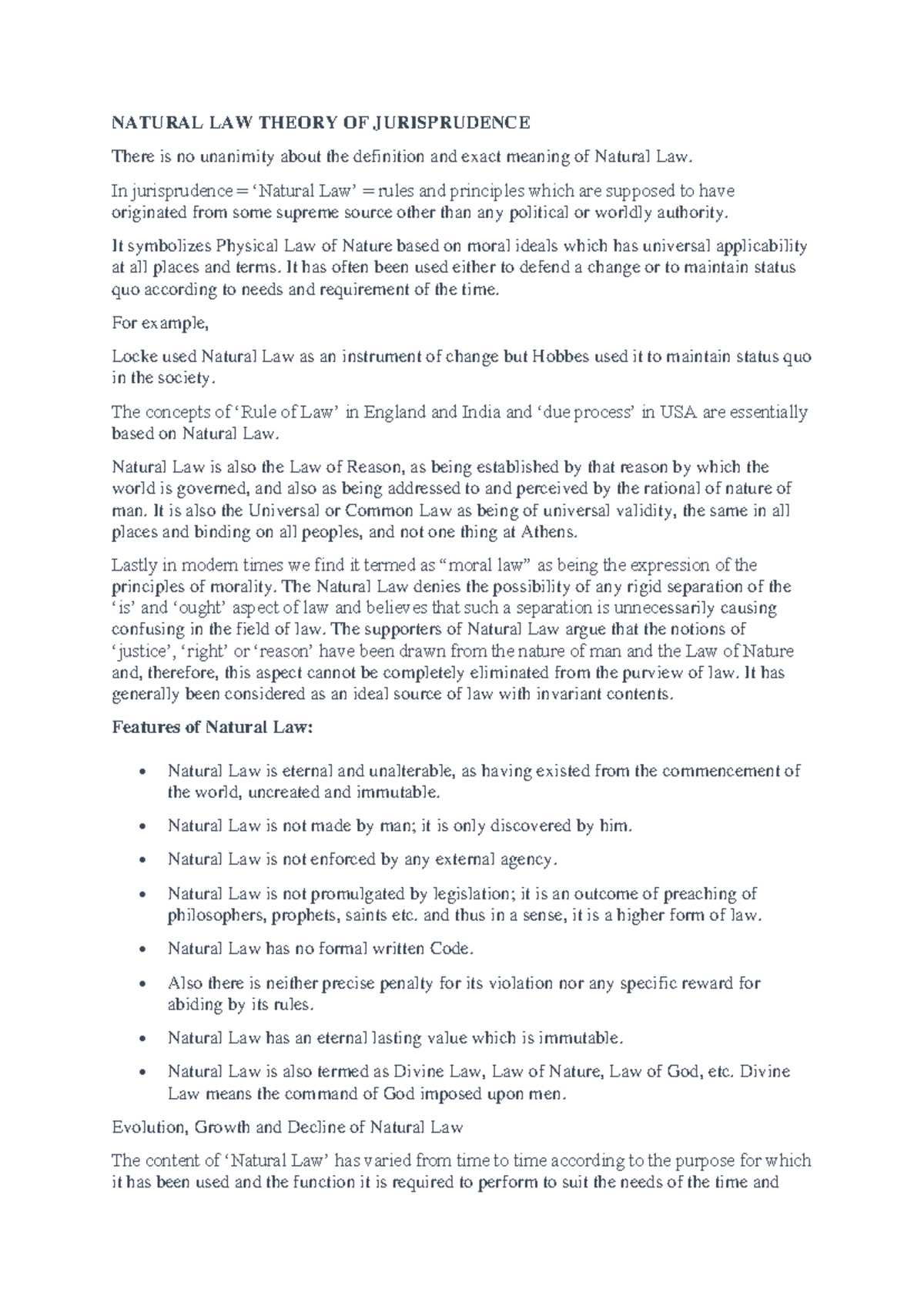 NATURAL LAW THEORY IN JURISPRUDENCE: A COMPREHENSIVE STUDY - Studocu